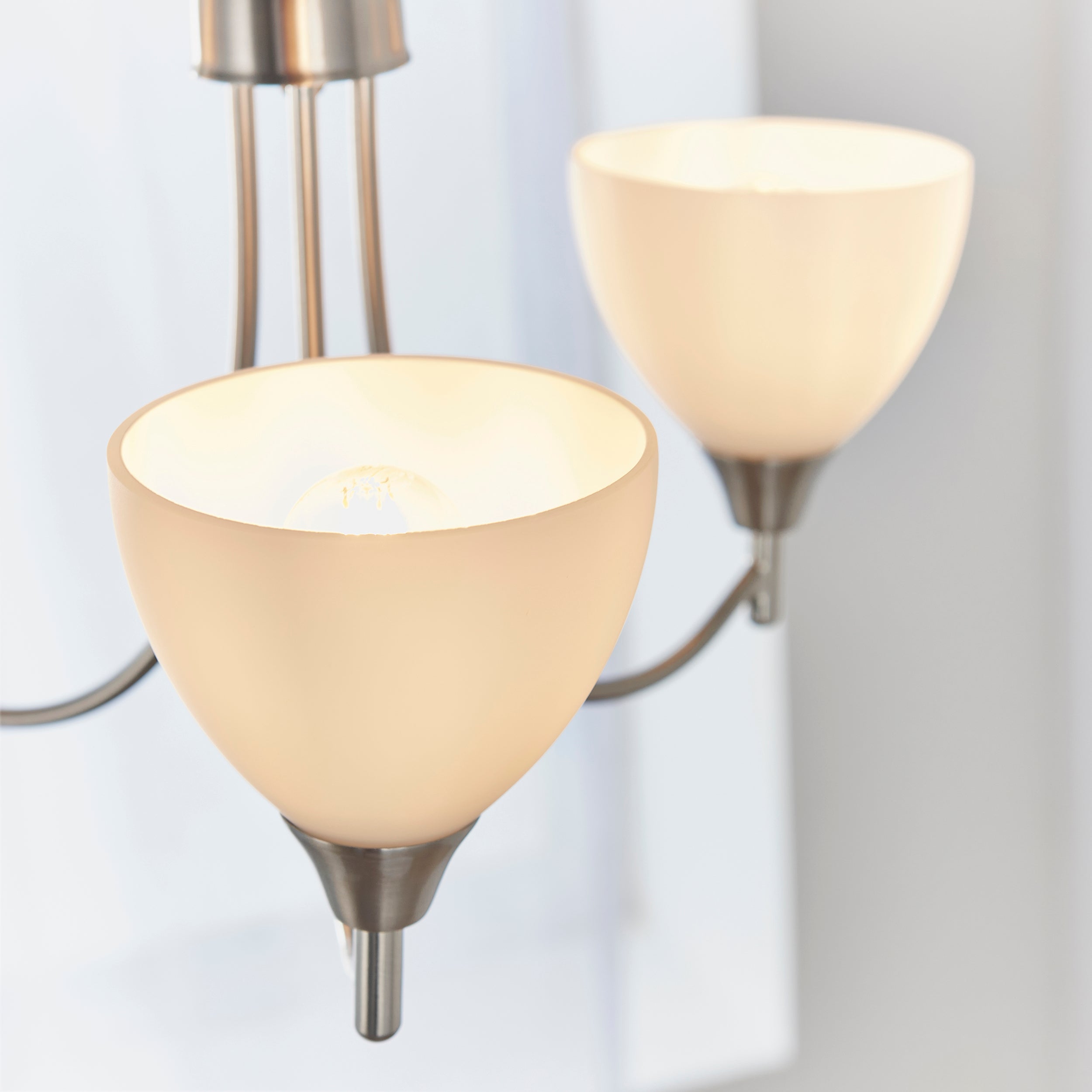 Endon Alton 3 Light Pendant - Satin Chrome Plate & Matt Opal Glass