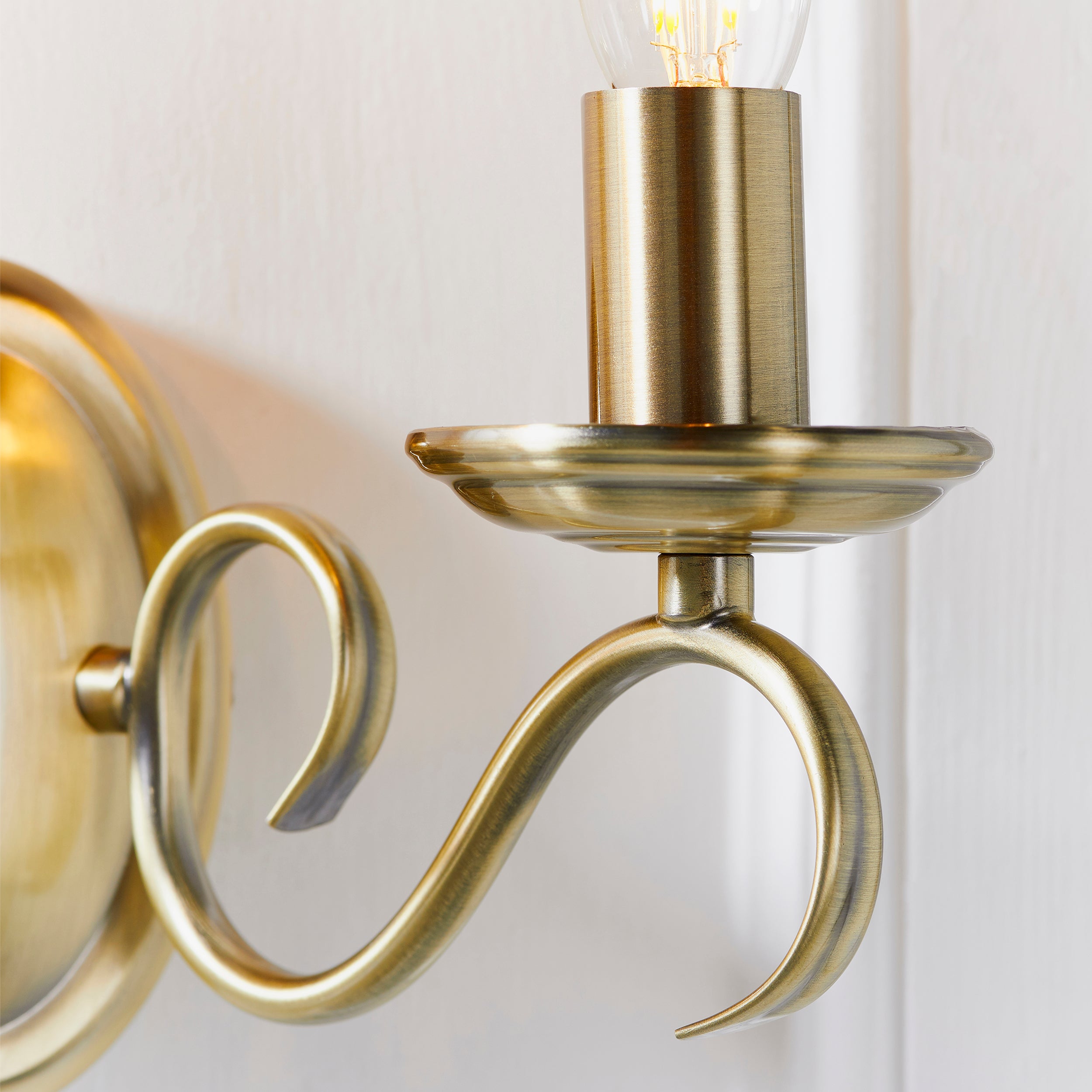 Endon Bernice 2 Light Wall Light - Antique Brass Plate