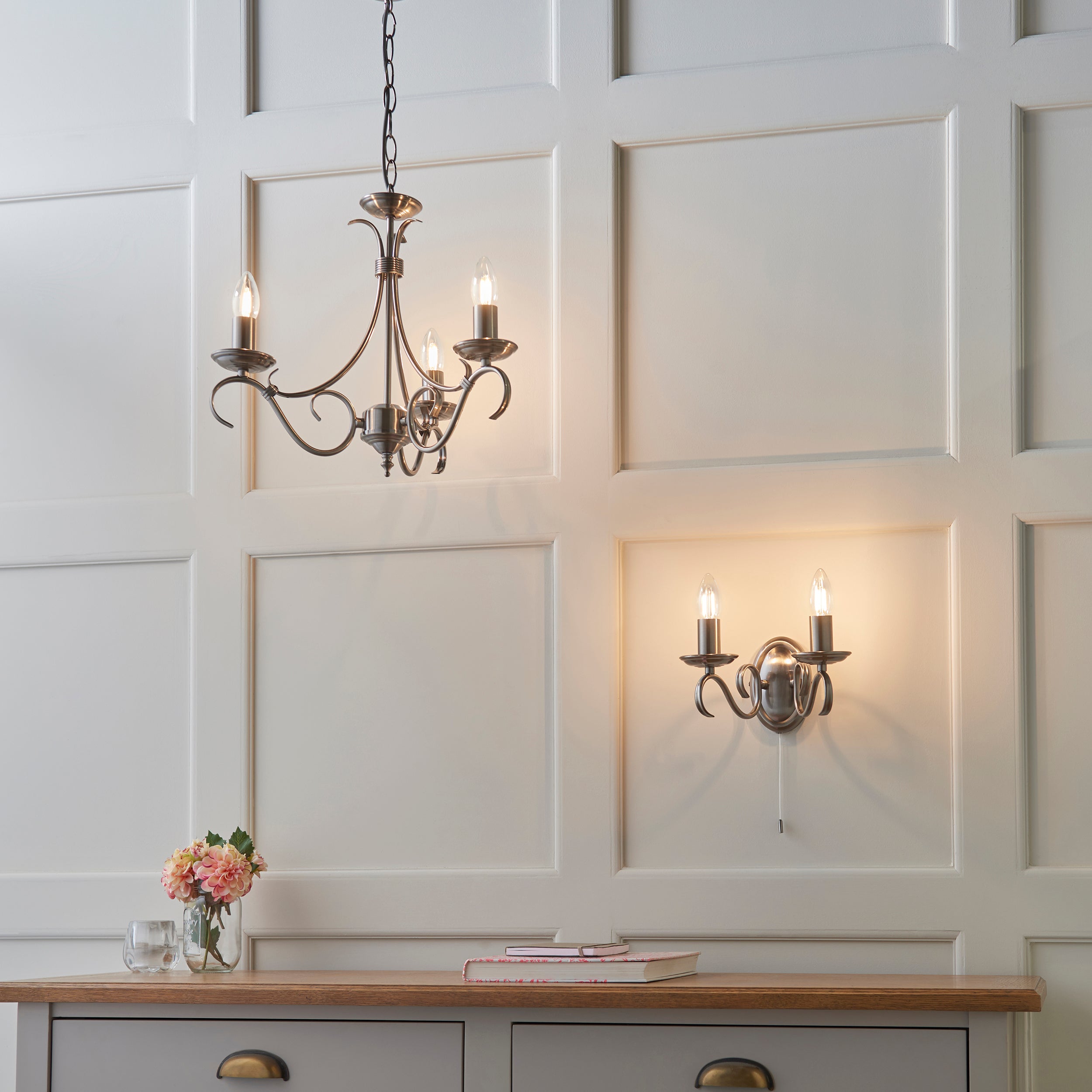 Endon Bernice 3 Light Pendant - Antique Brass Plate