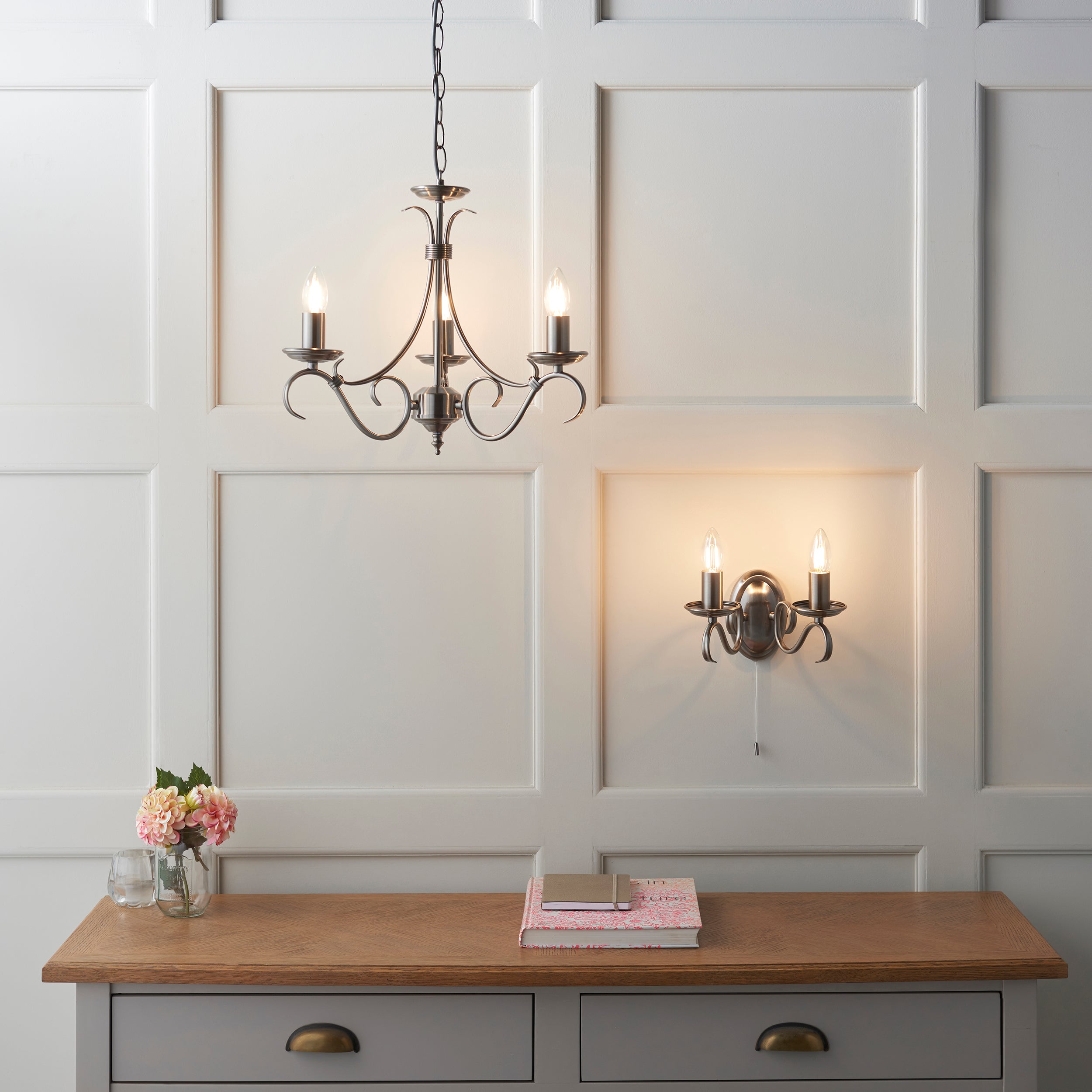 Endon Bernice 3 Light Pendant - Antique Brass Plate