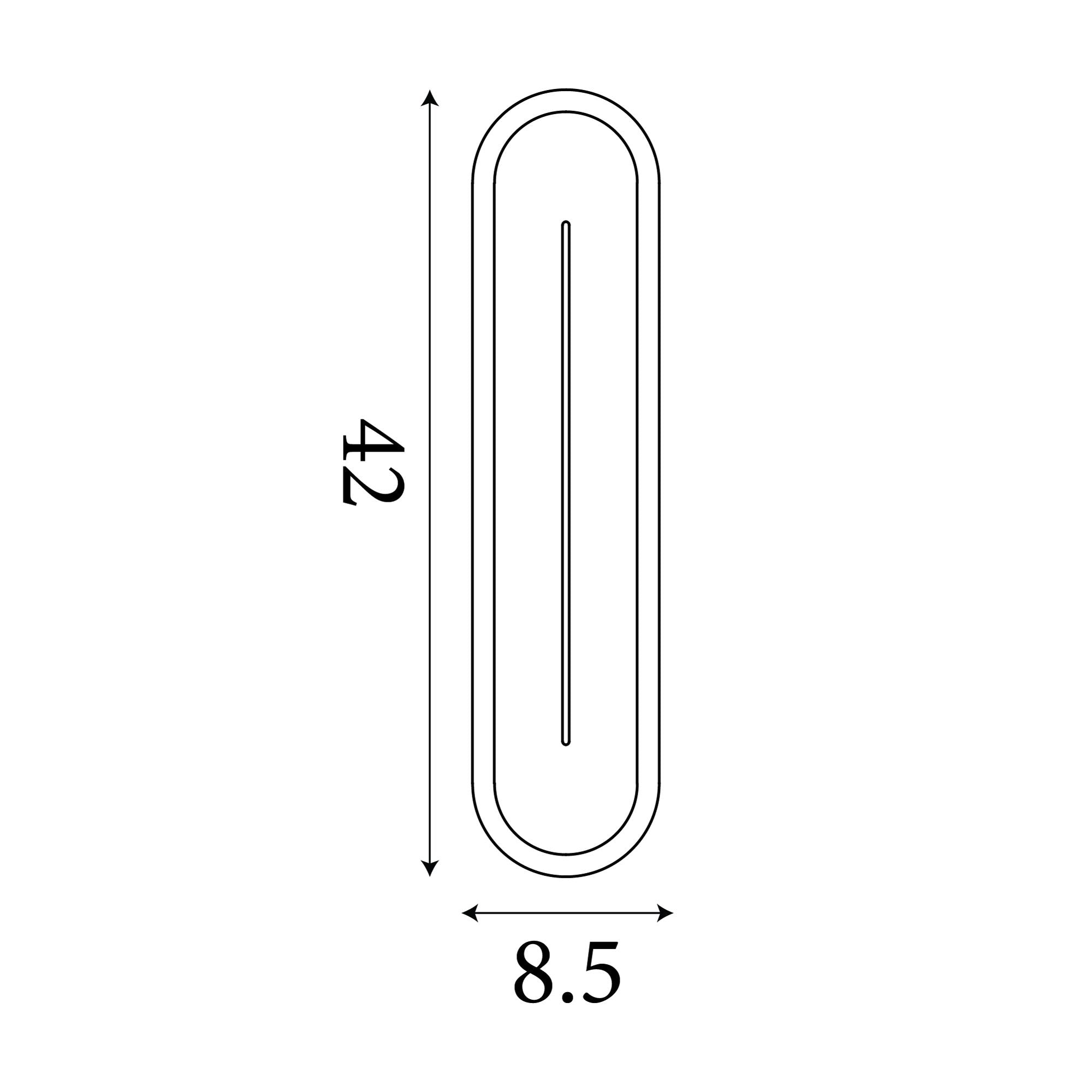 Technical line drawing of the Couper LED wall light showing 42cm height and 8.5cm width