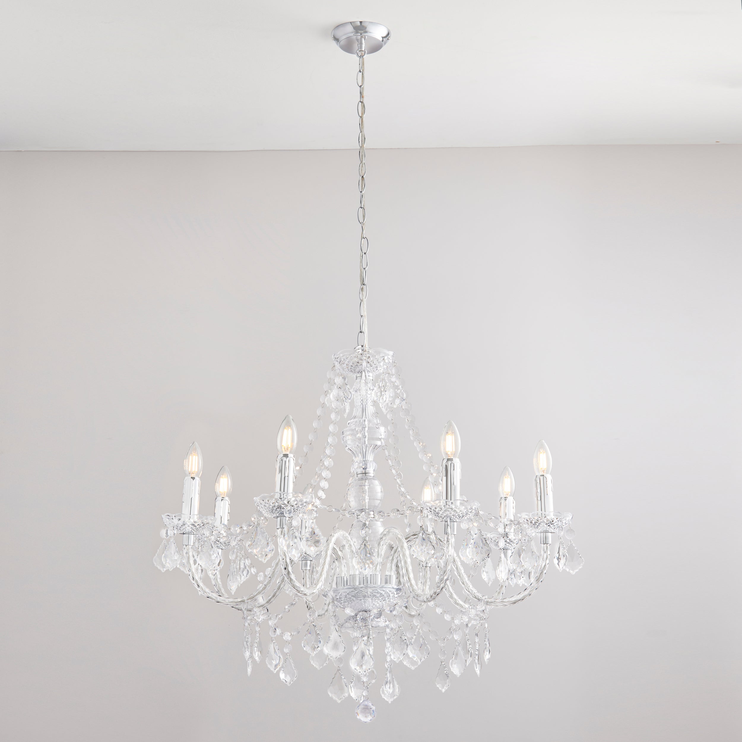 Endon Clarence 8 Light Pendant - Clear Acrylic & Chrome Plate