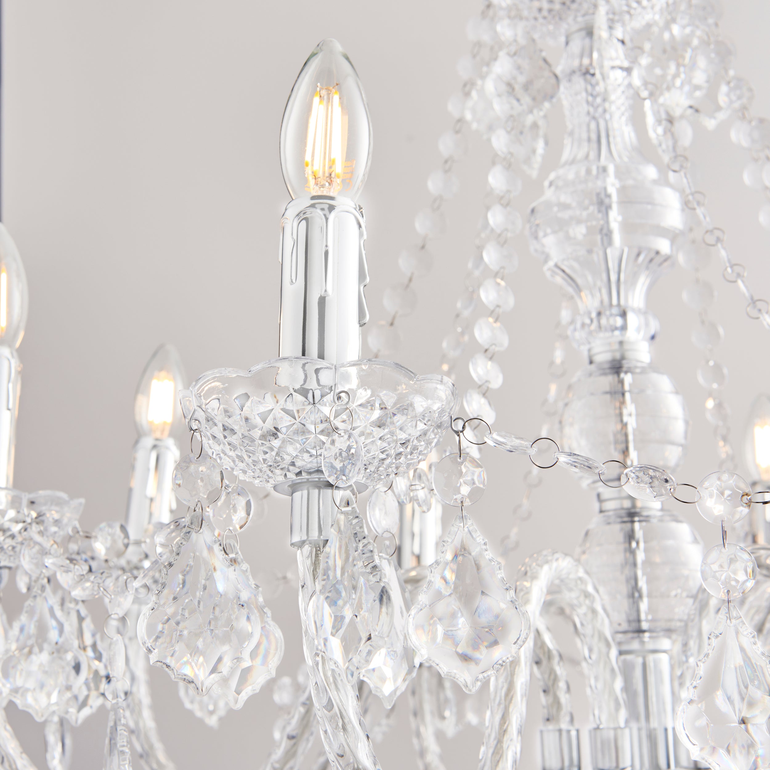 Endon Clarence 8 Light Pendant - Clear Acrylic & Chrome Plate