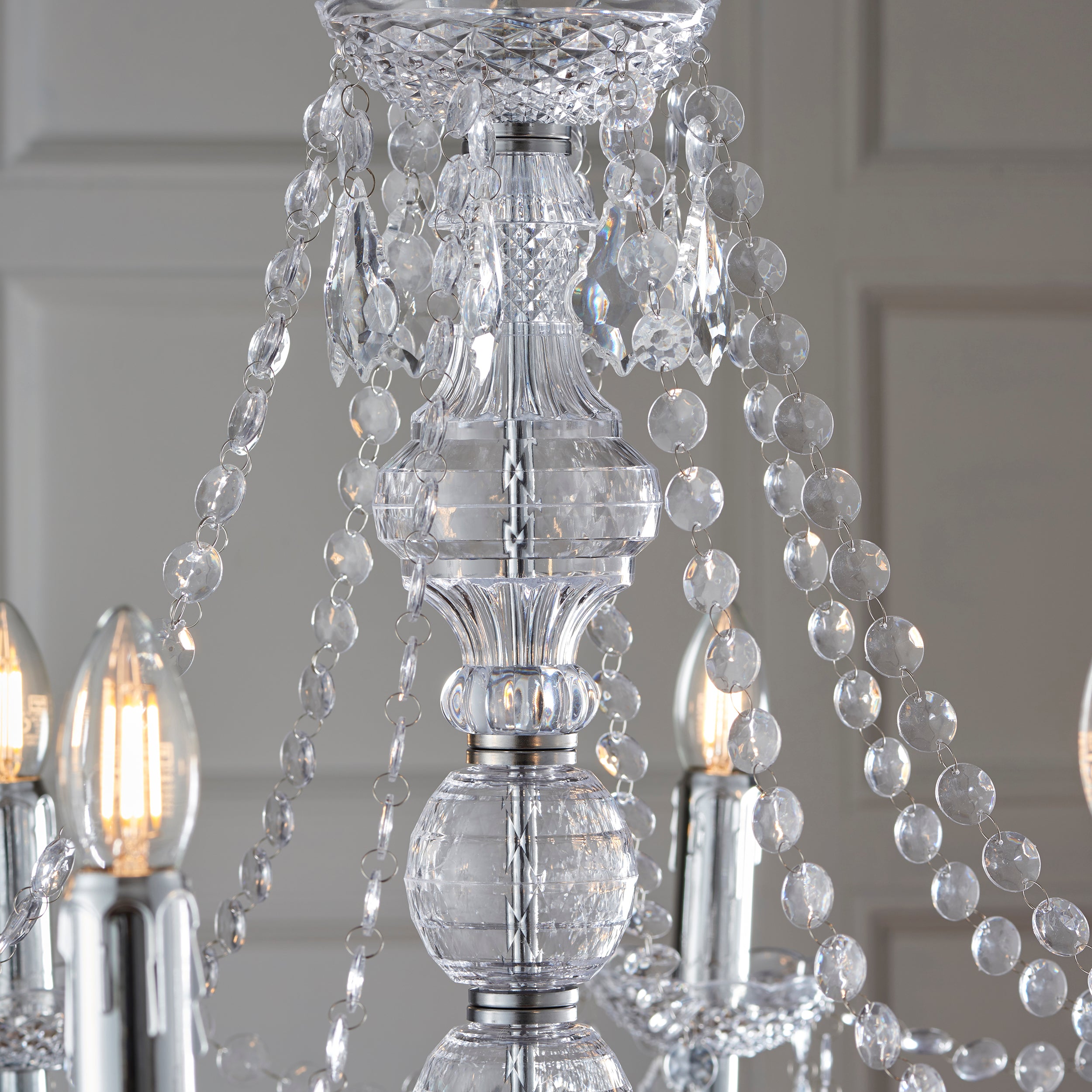 Endon Clarence 8 Light Pendant - Clear Acrylic & Chrome Plate