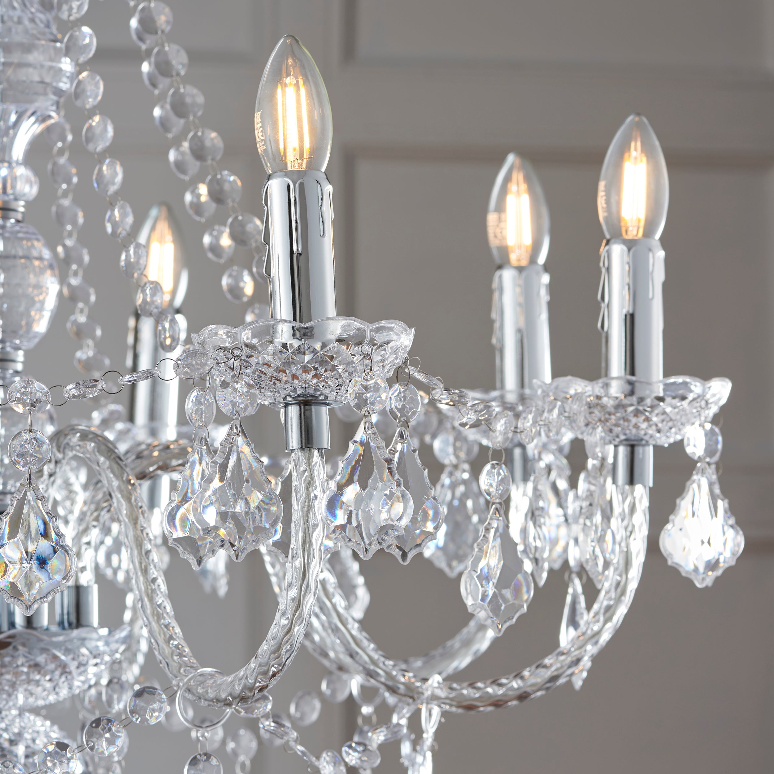 Endon Clarence 8 Light Pendant - Clear Acrylic & Chrome Plate