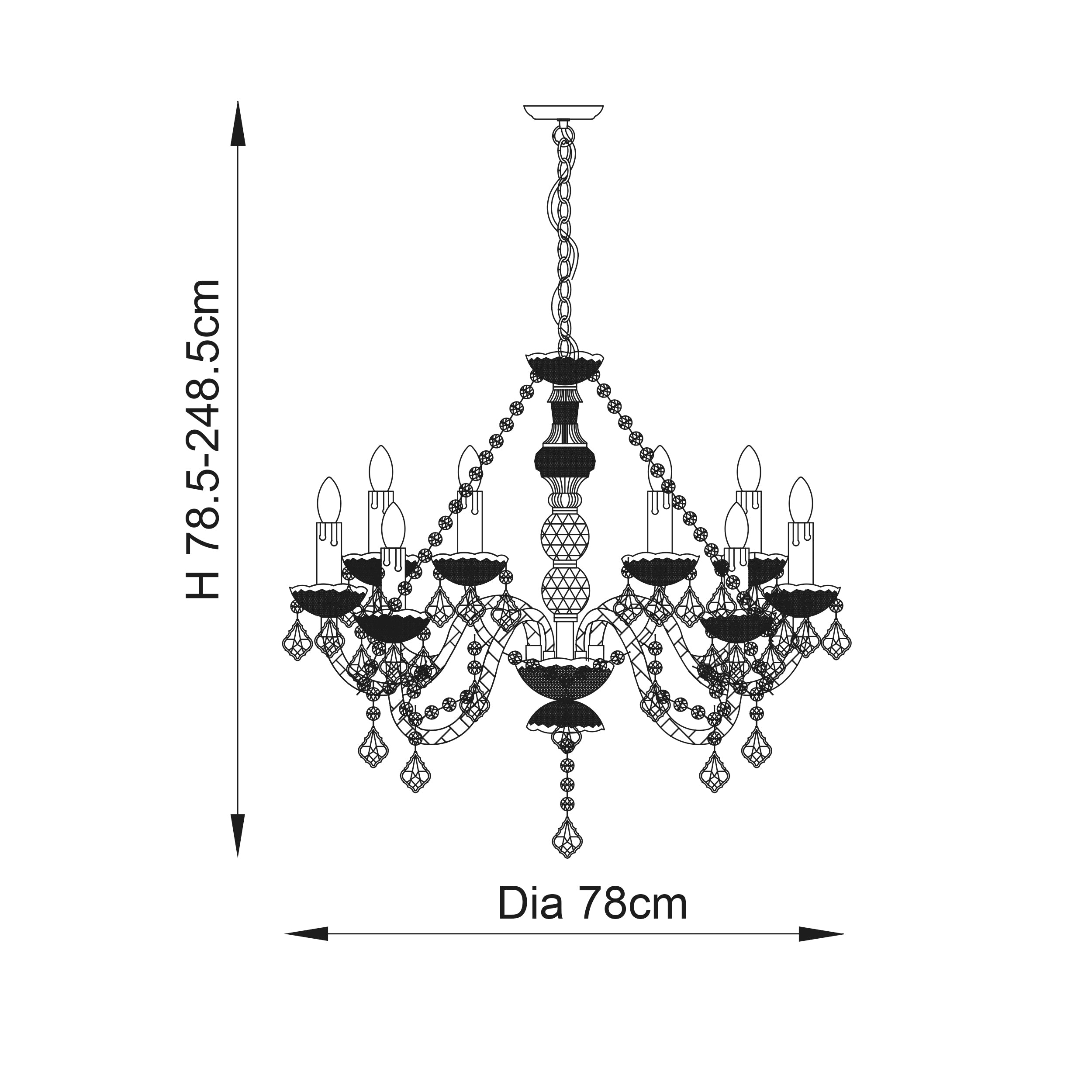 Endon Clarence 8 Light Pendant - Clear Acrylic & Chrome Plate
