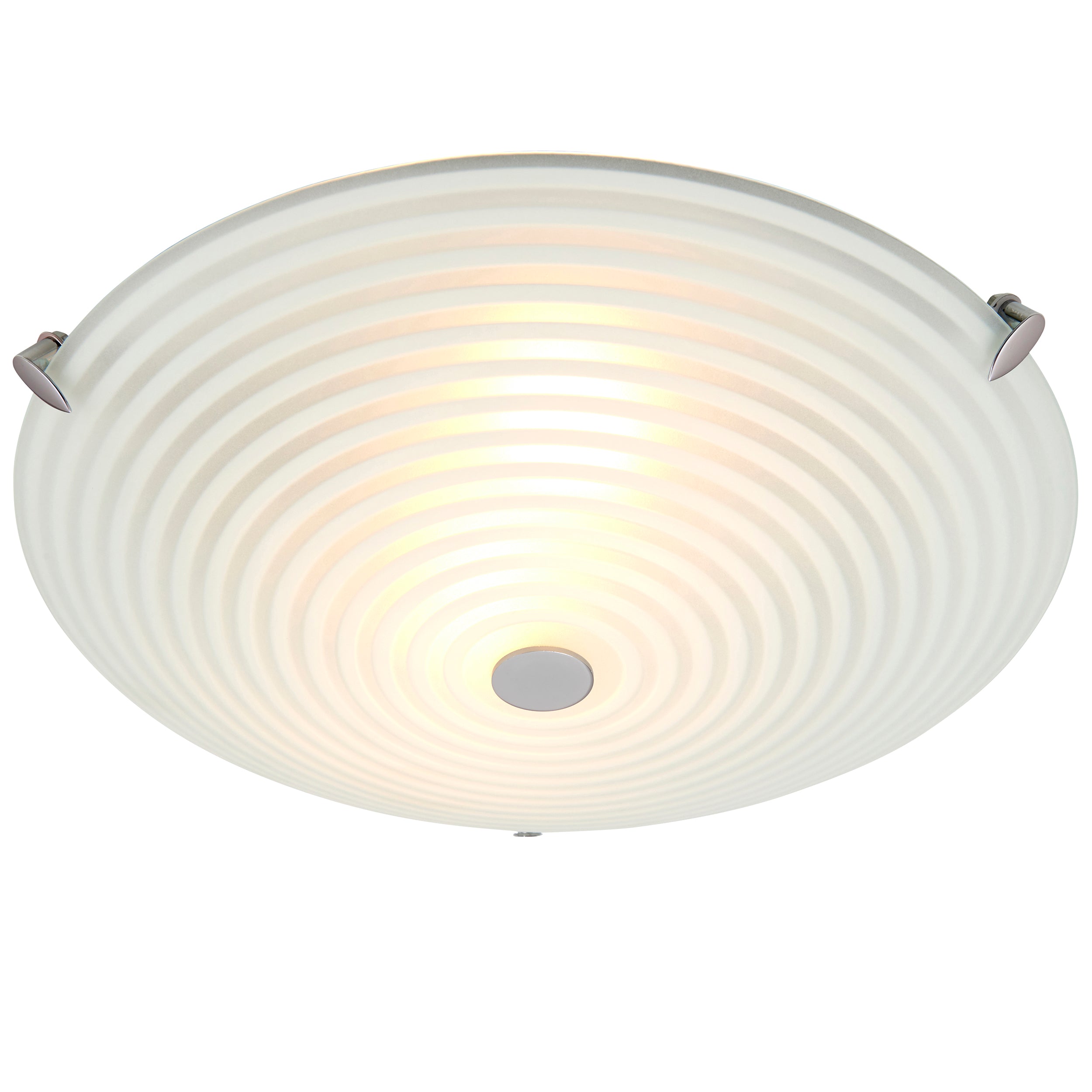 Endon Roundel 2 Light Flush Fitting - Frosted/Clear Glass & Chrome Plate