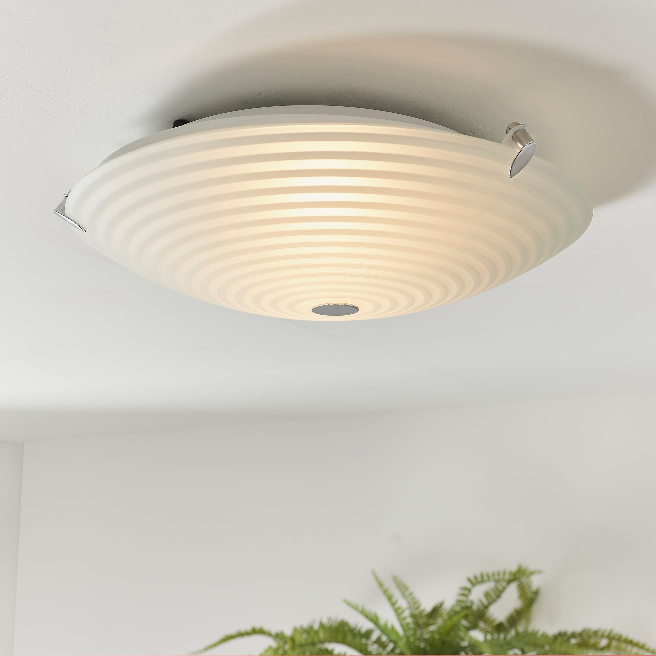 Endon Roundel 2 Light Flush Fitting - Frosted/Clear Glass & Chrome Plate