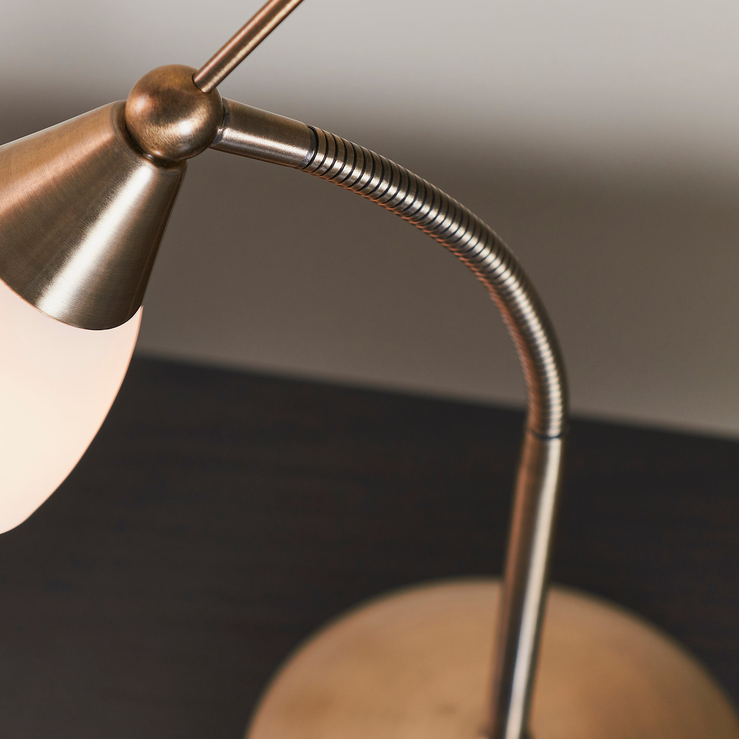 Endon Range Single Light Table Lamp - Antique Brass Plate & White Glass