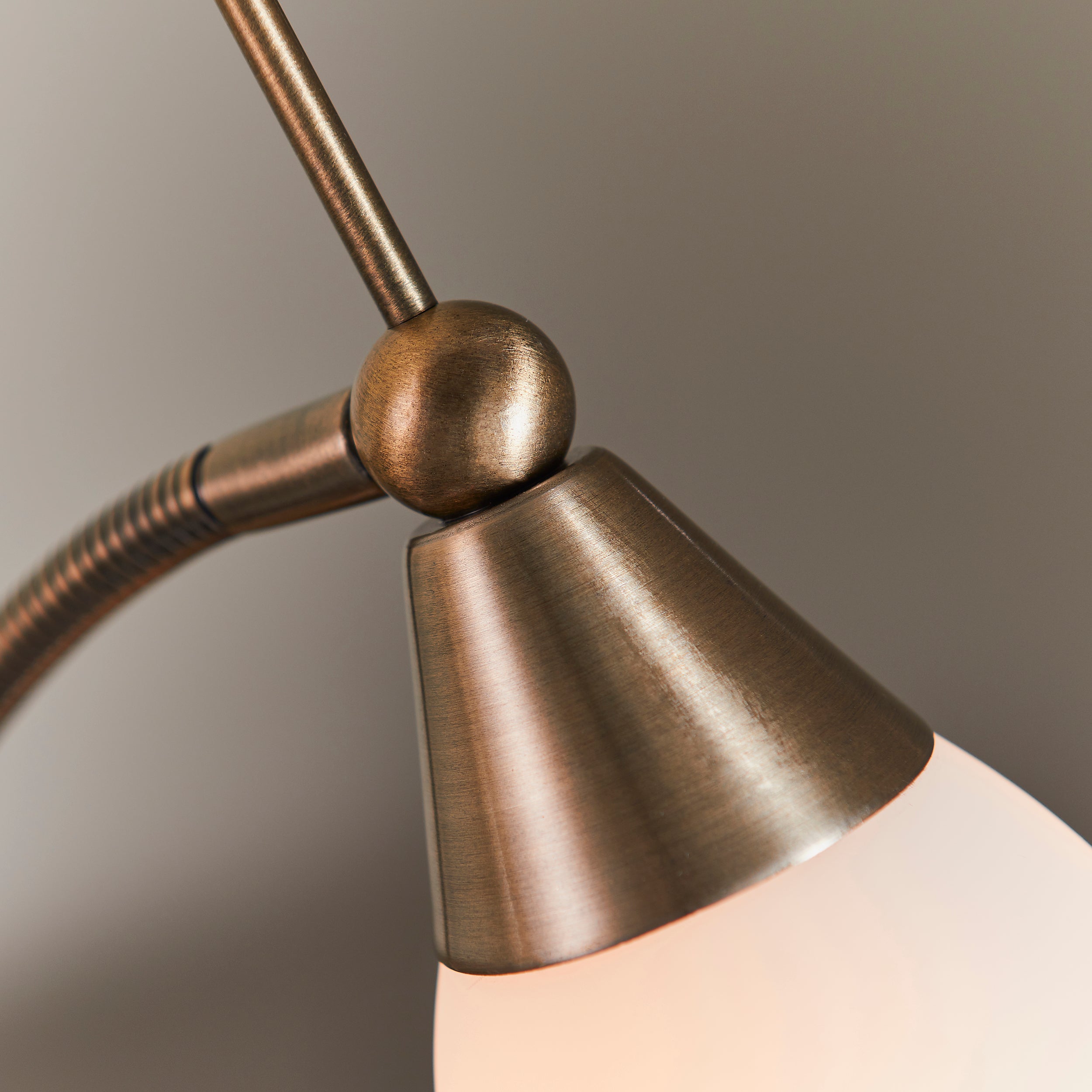 Endon Range Single Light Table Lamp - Antique Brass Plate & White Glass