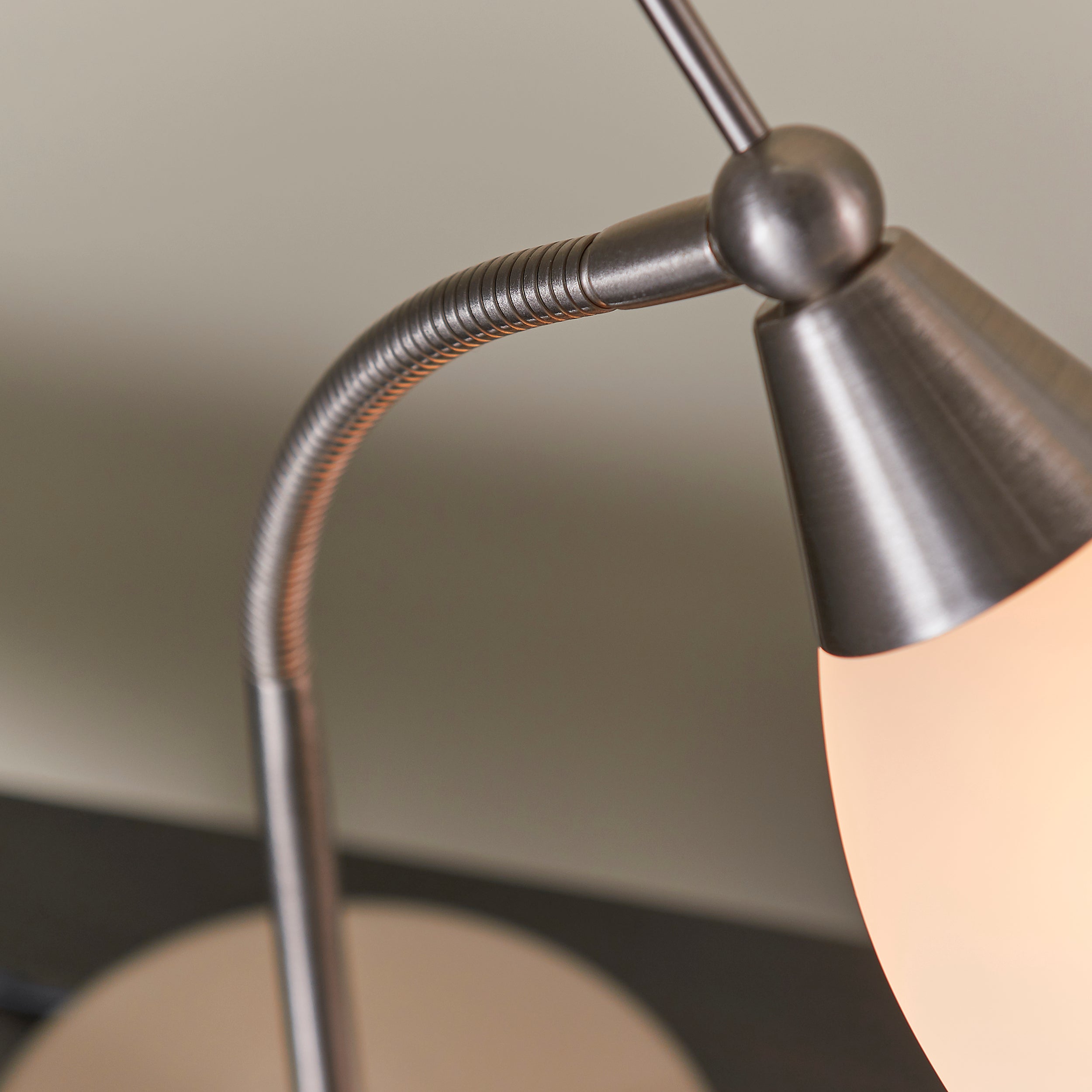 Endon Range Touch Task Table Lamp - Satin Chrome & White Glass