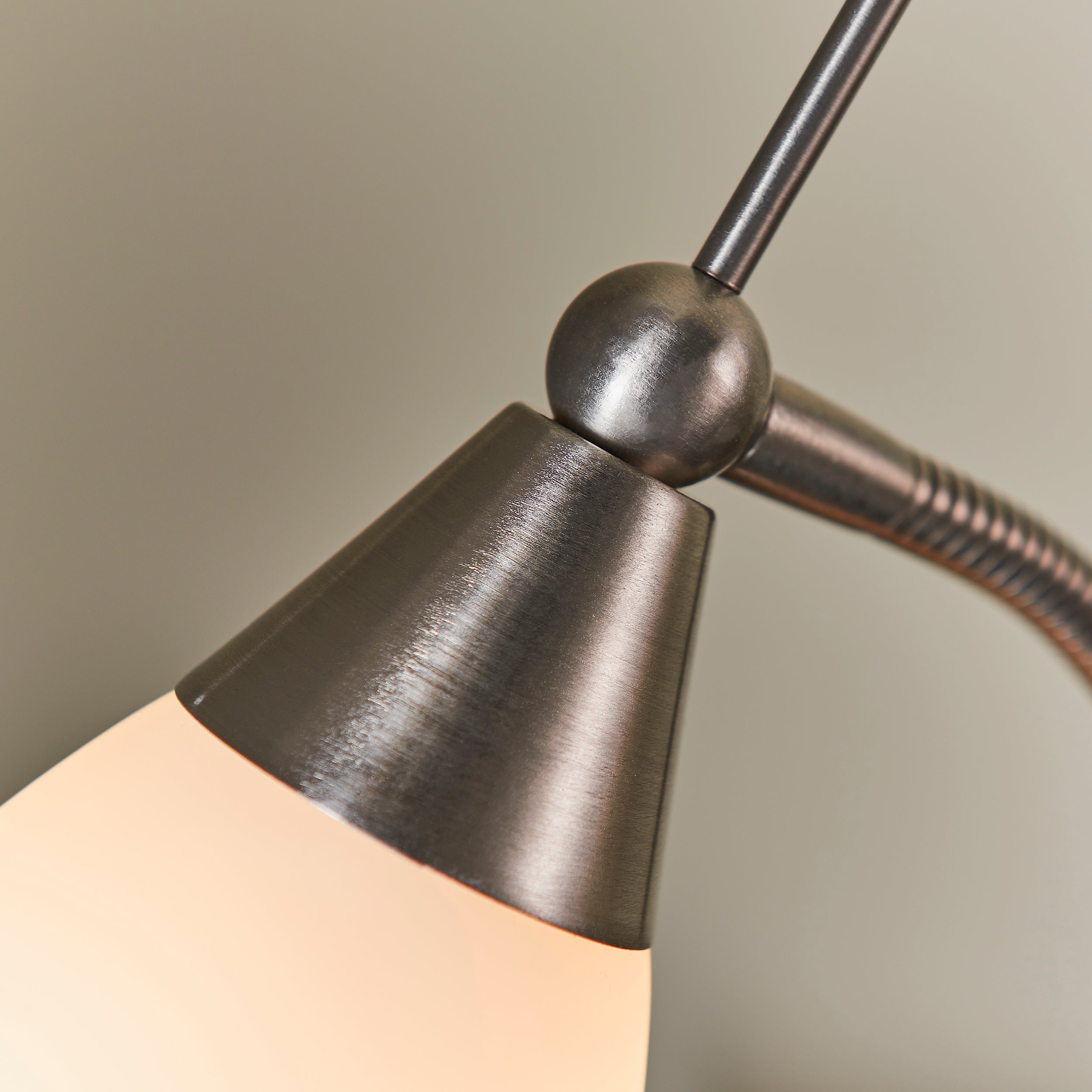 Endon Range Touch Task Table Lamp - Satin Chrome & White Glass