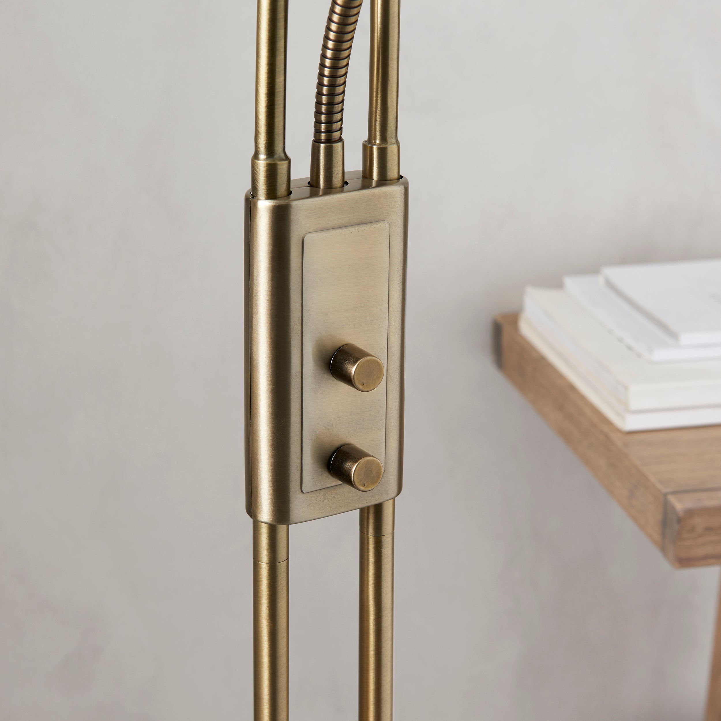 Endon Monaco Single Light Floor Lamp - Antique Brass Plate & Frosted Glass