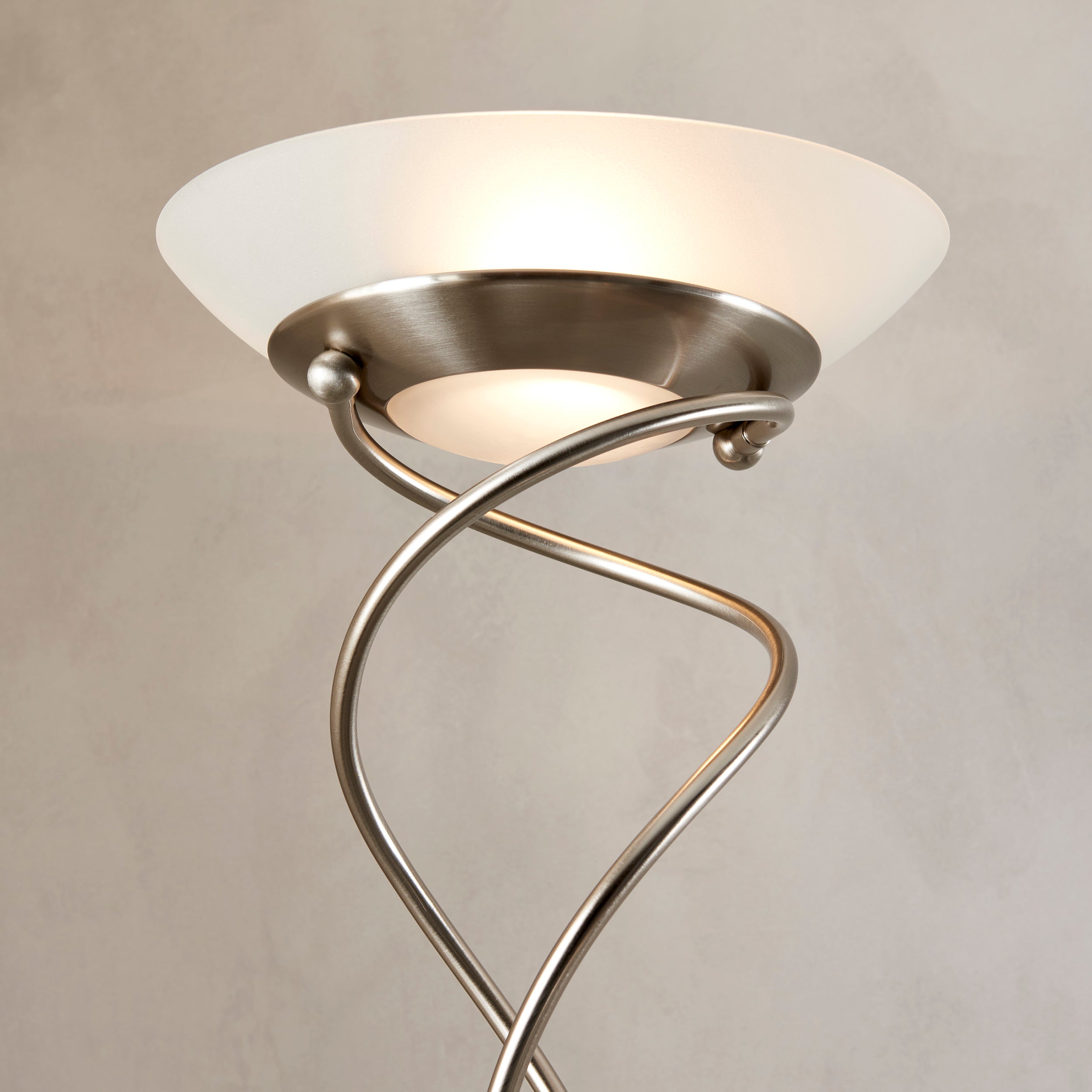 Endon Monaco Single Light Floor Lamp - Satin Chrome Plate & Frosted Glass