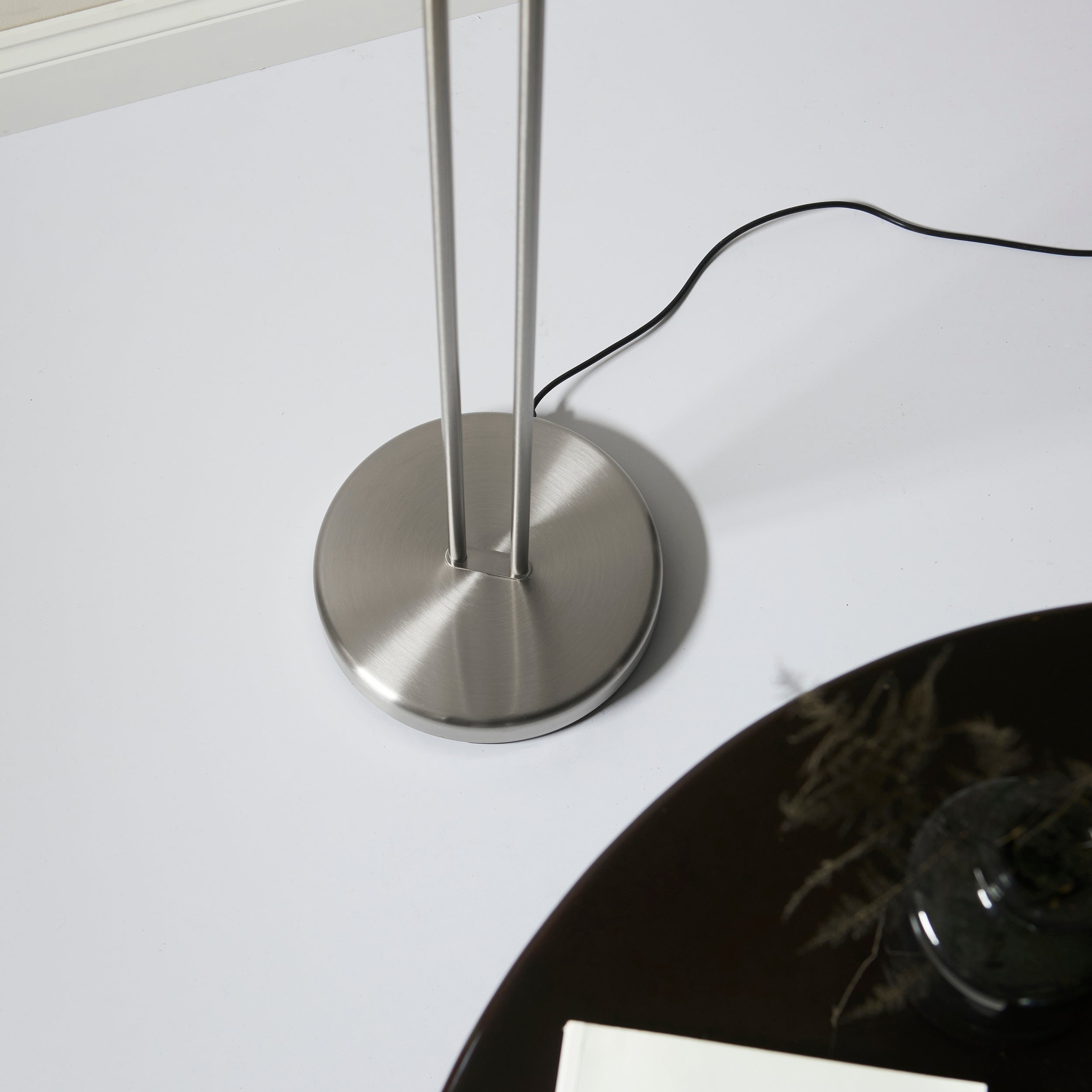 Endon Monaco Single Light Floor Lamp - Satin Chrome Plate & Frosted Glass