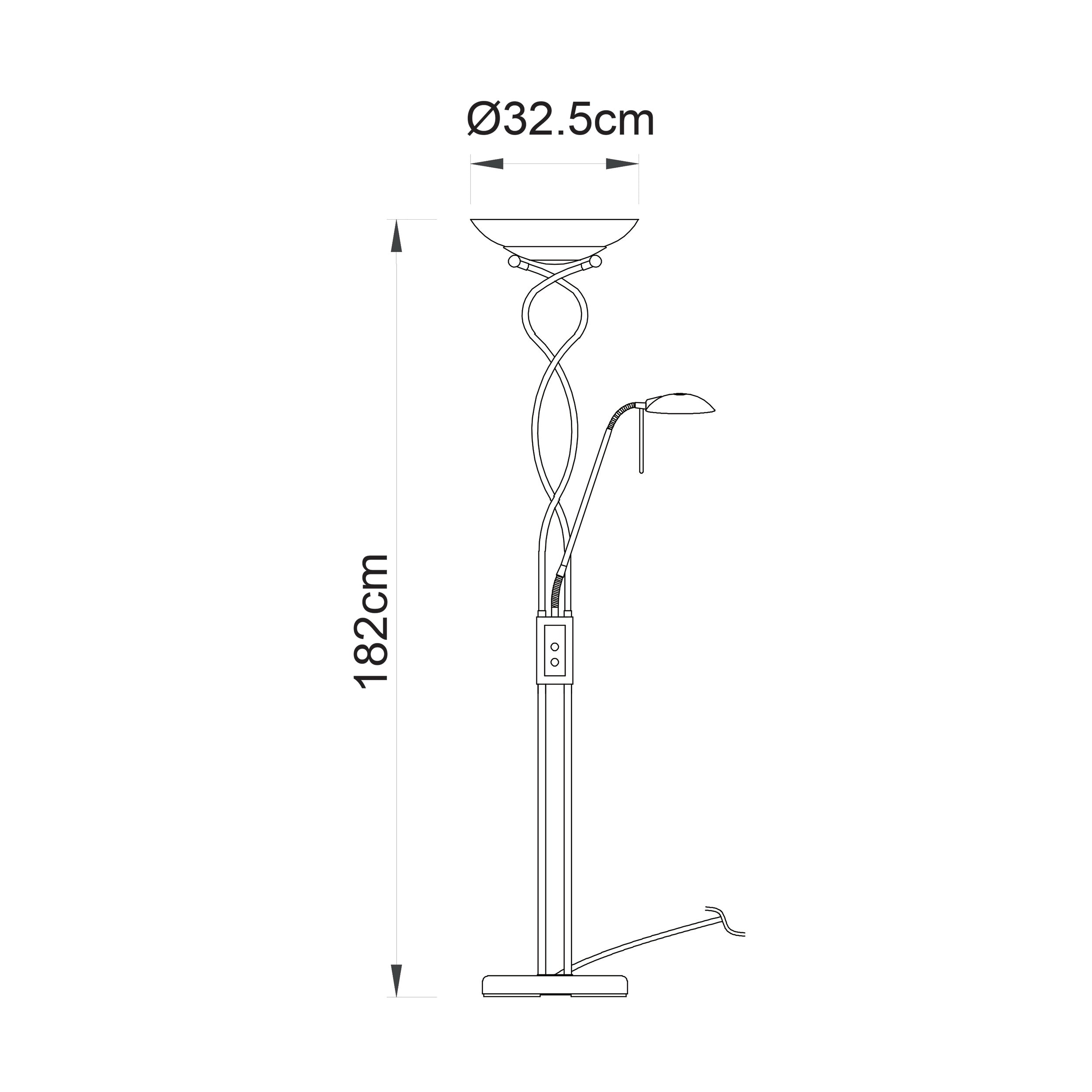 Endon Monaco Single Light Floor Lamp - Satin Chrome Plate & Frosted Glass