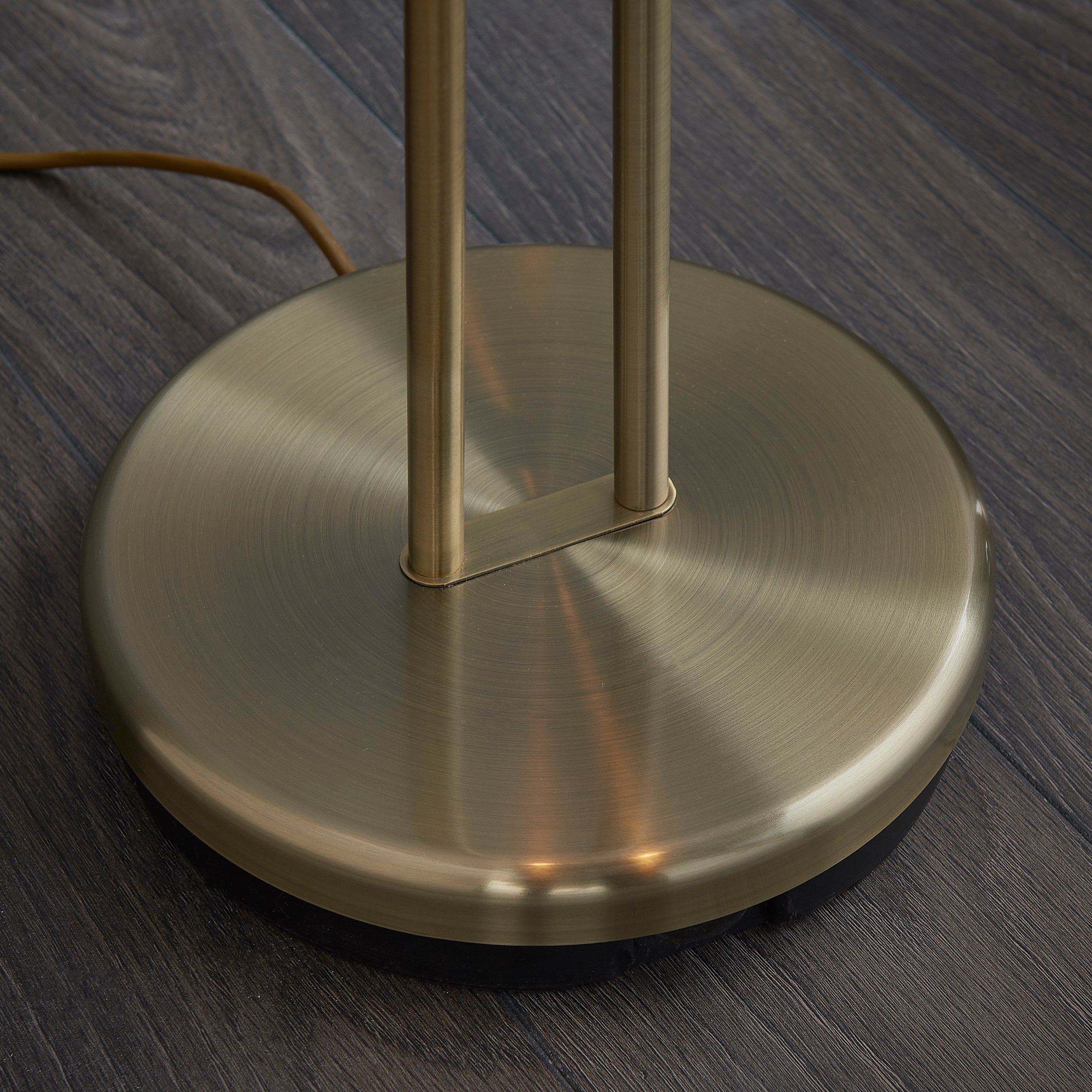 Endon Rome Floor Lamp - Antique Brass Plate & Opal Glass