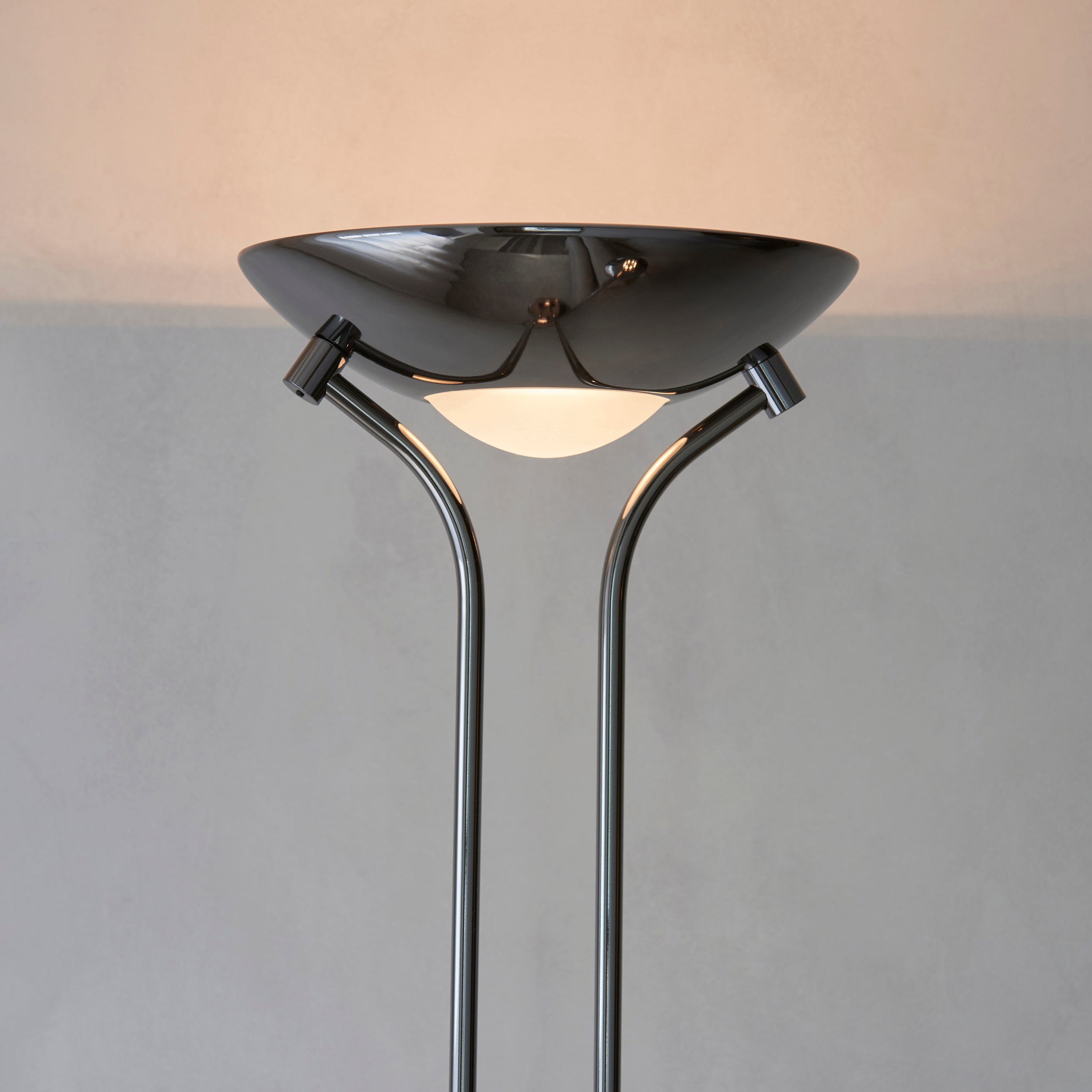 Endon Rome Floor Lamp - Black Chrome Plate & Opal Glass