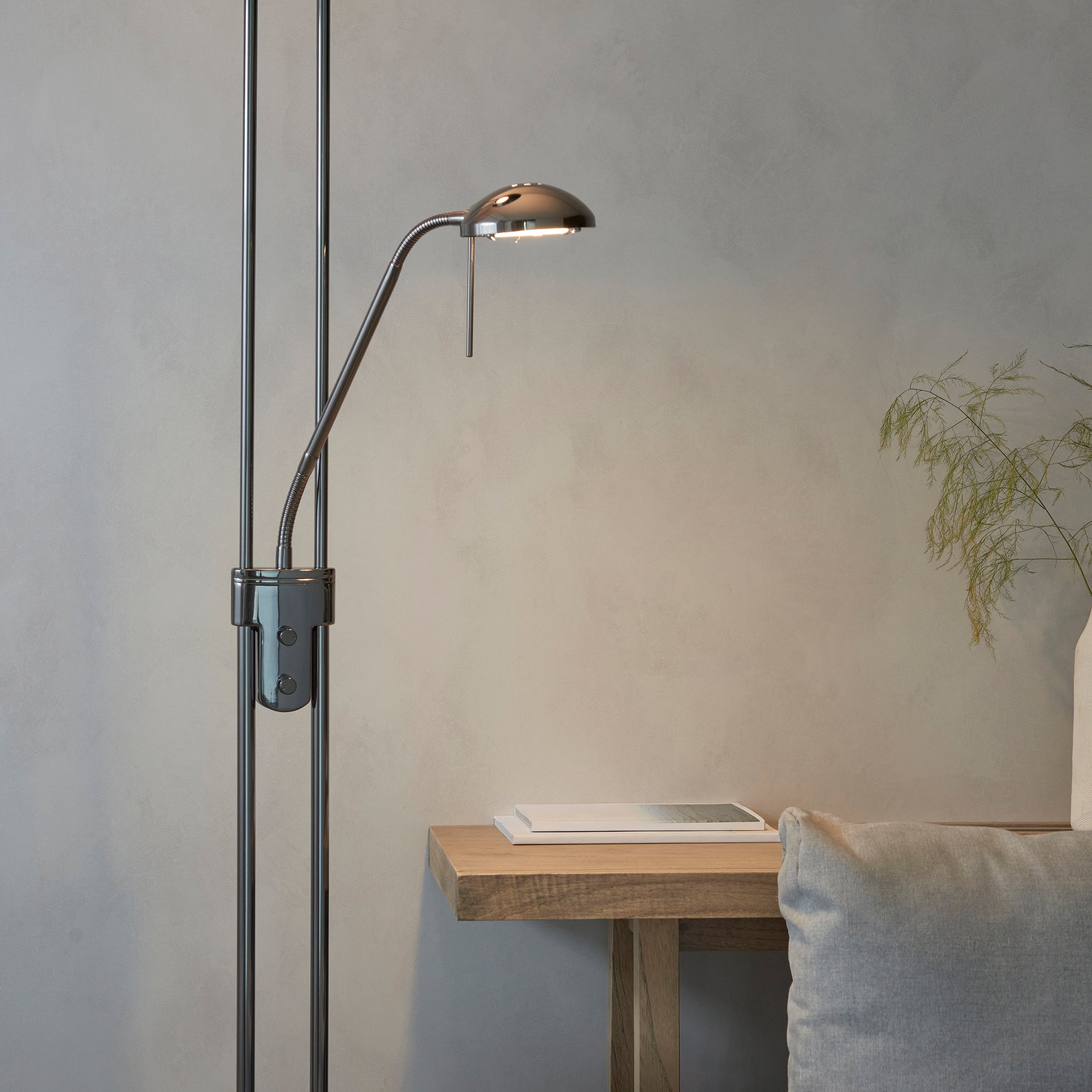 Endon Rome Floor Lamp - Black Chrome Plate & Opal Glass