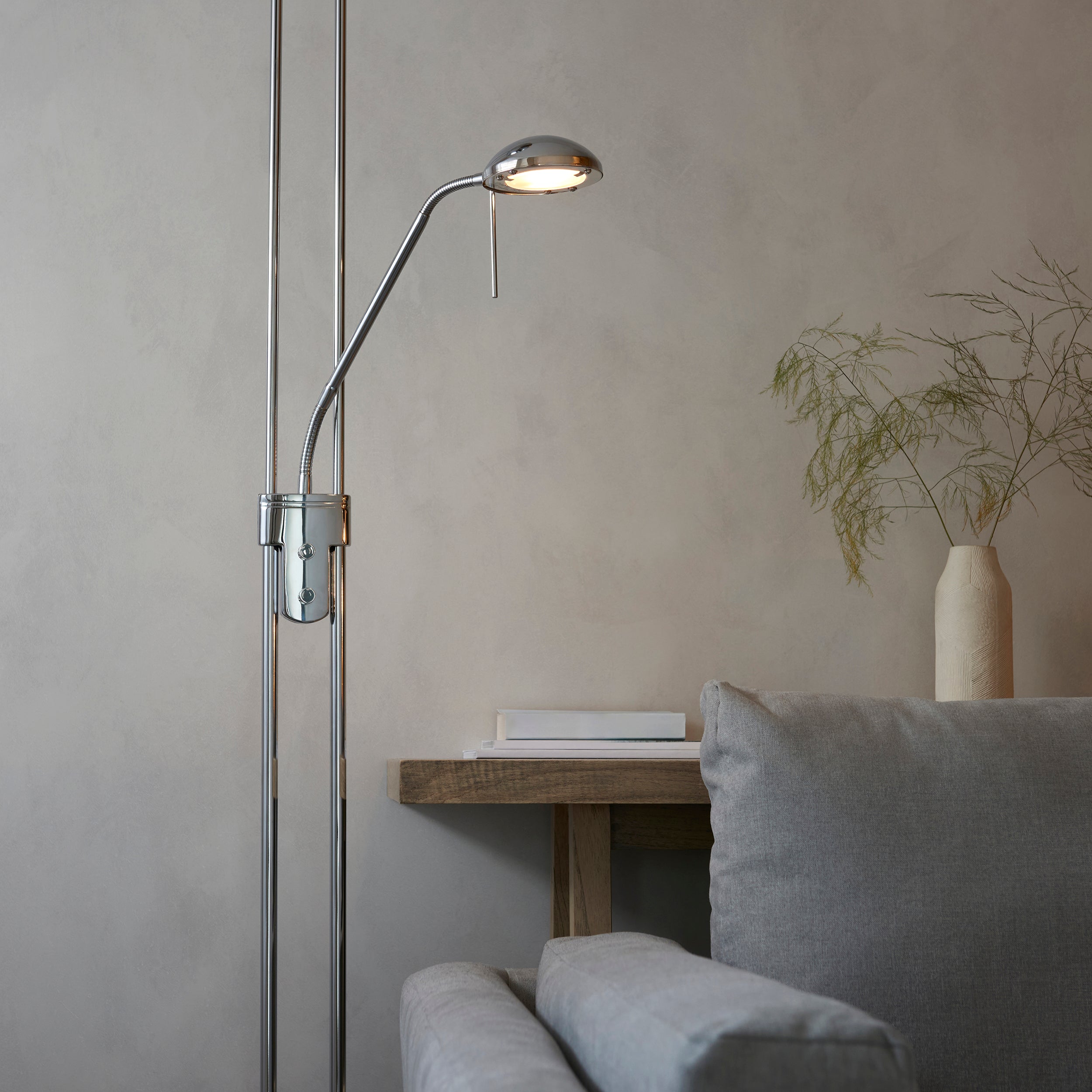 Endon Rome Floor Lamp - Chrome Plate & Opal Glass