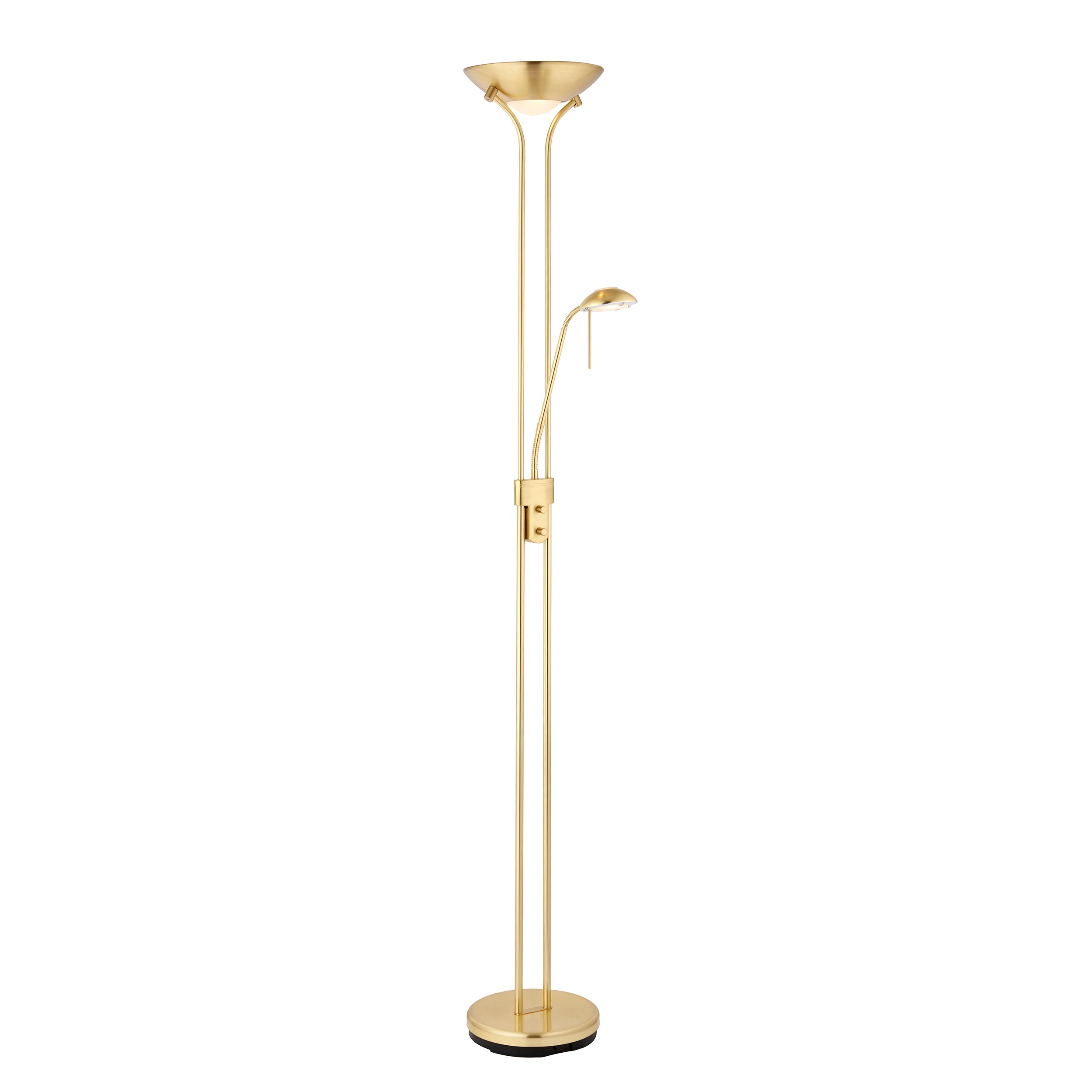 Endon Rome Floor Lamp - Satin Brass Plate & Opal Glass