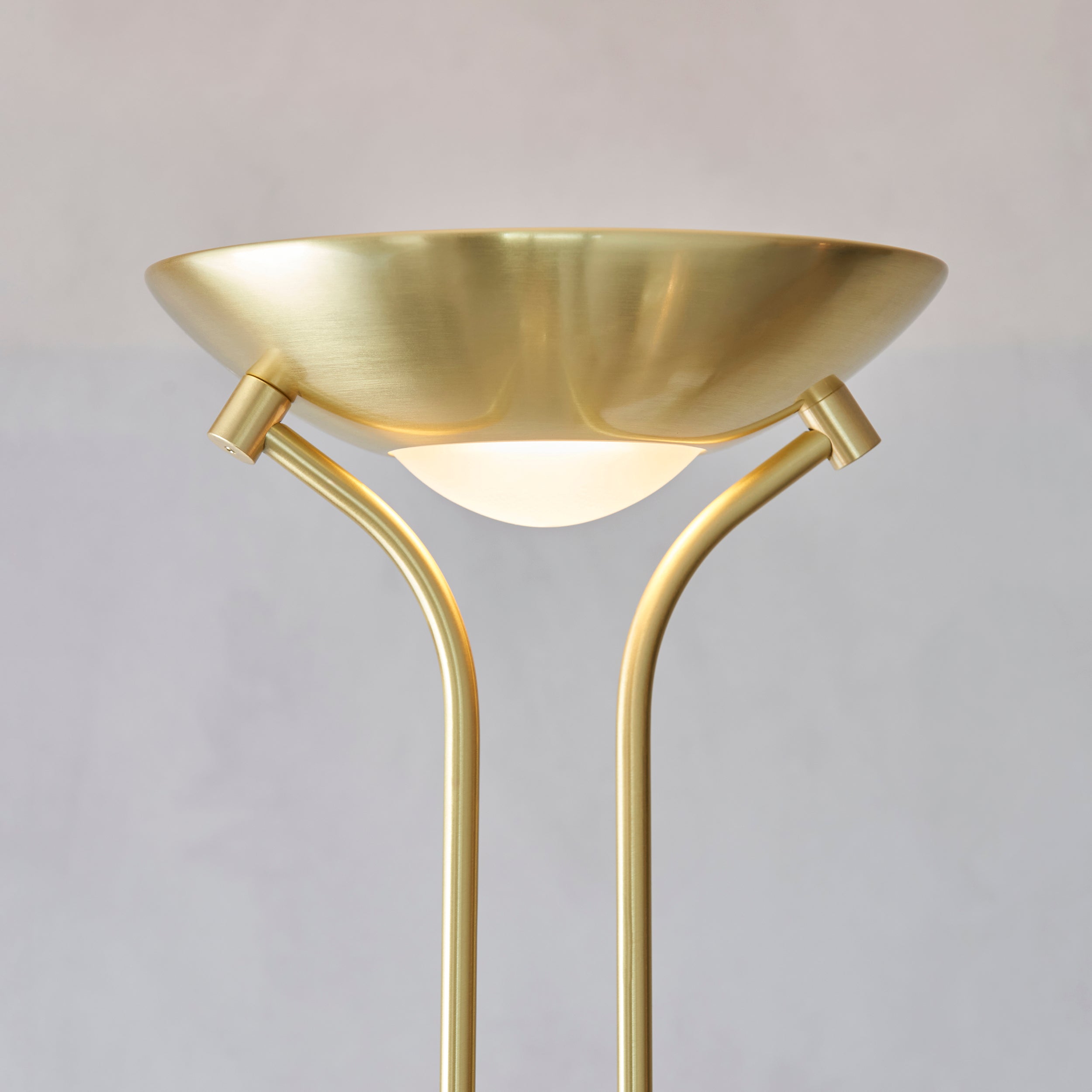 Endon Rome Floor Lamp - Satin Brass Plate & Opal Glass