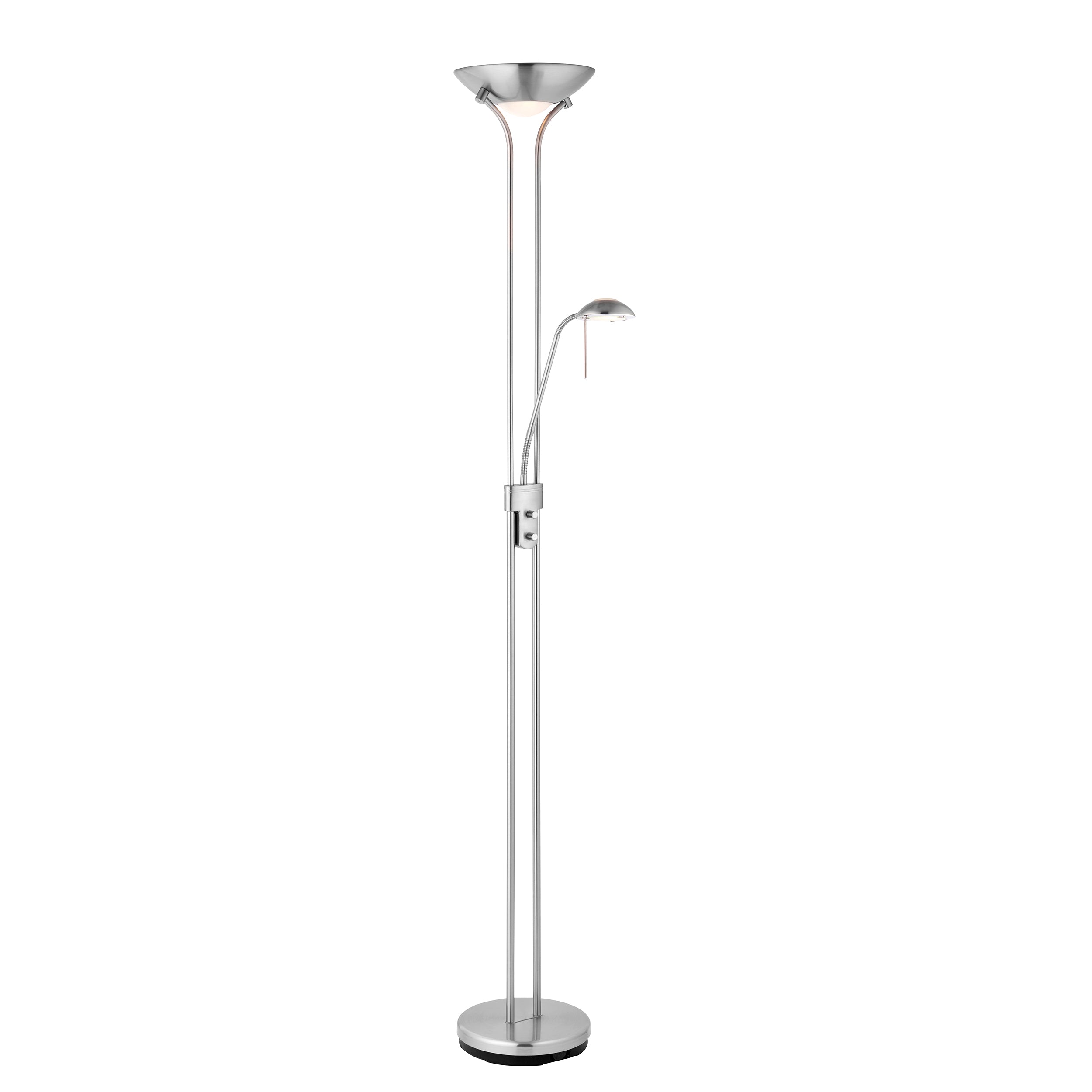 Endon Rome Floor Lamp - Satin Chrome Plate & Opal Glass