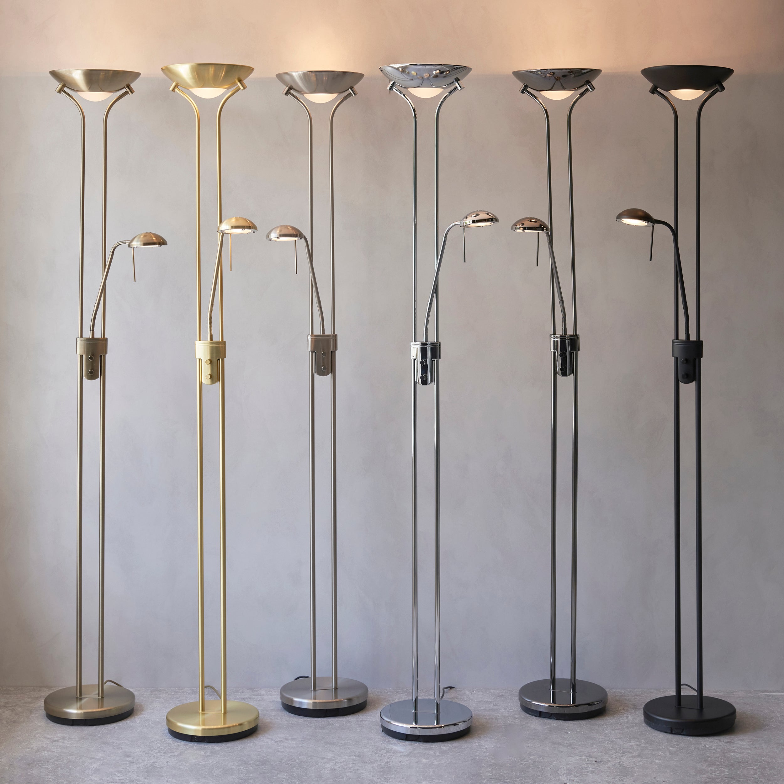 Endon Rome Floor Lamp - Satin Chrome Plate & Opal Glass