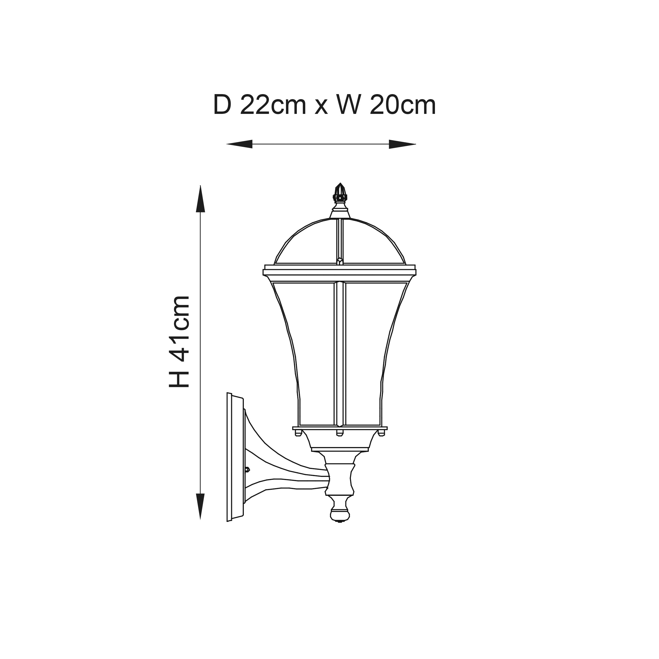 Endon Drayton Single Light Wall Up Light - Textured Black & Clear Glass