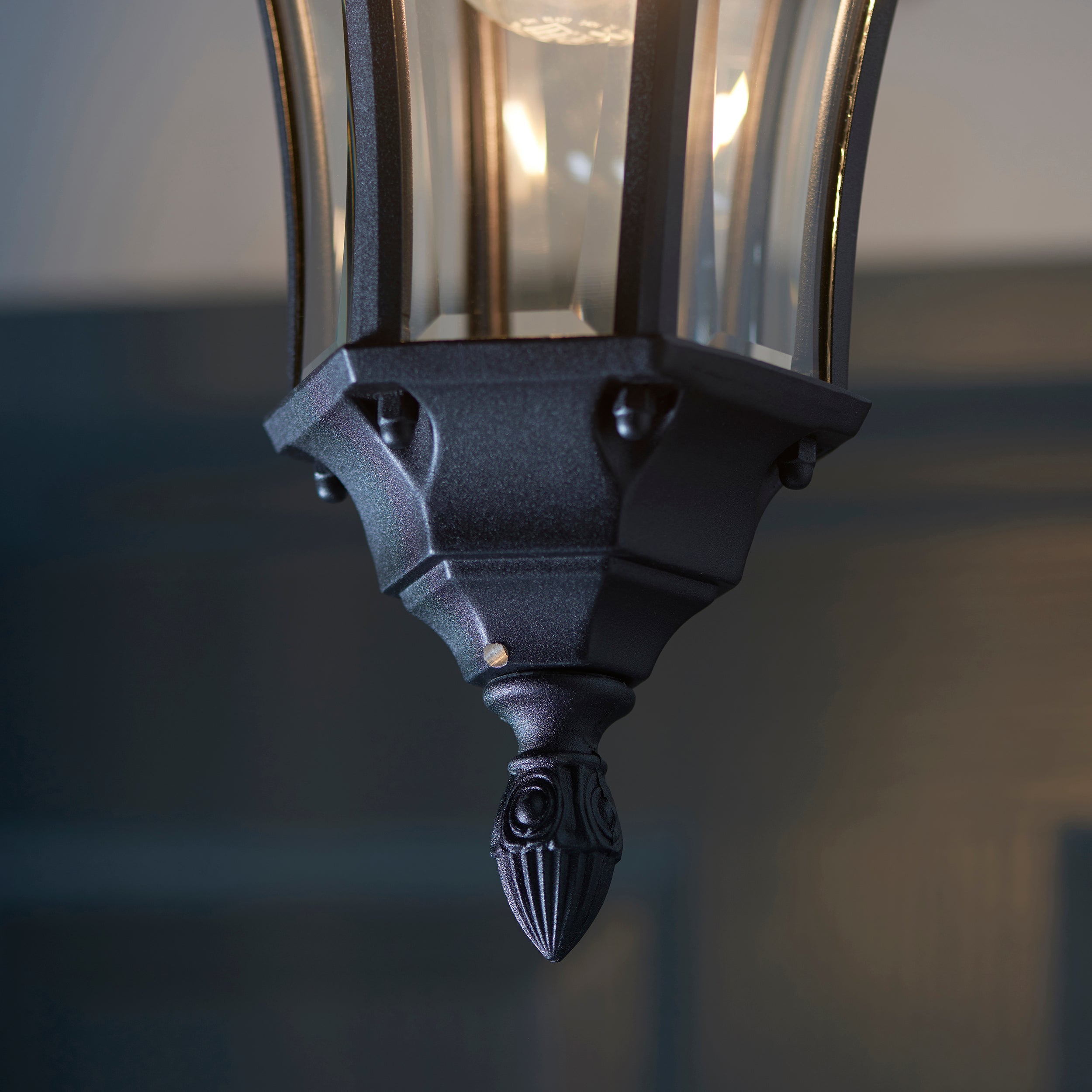 Endon Drayton Single Light Pendant - Textured Black & Clear Glass