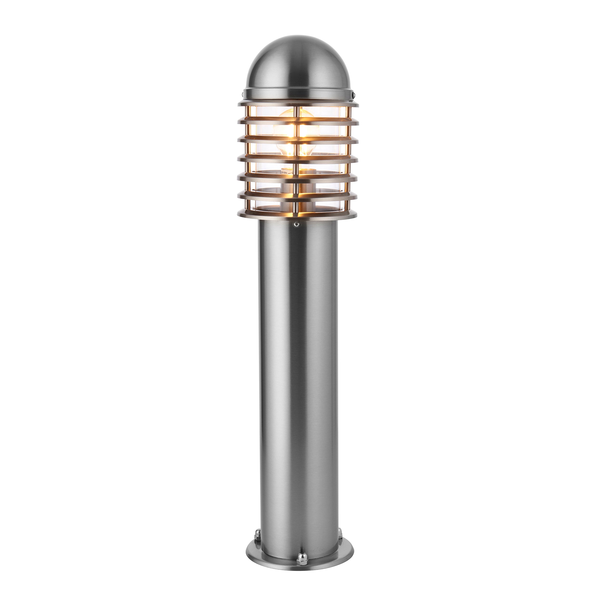 Endon Louvre Single Light Post Light - Polished Stainless Steel & Clear Pc