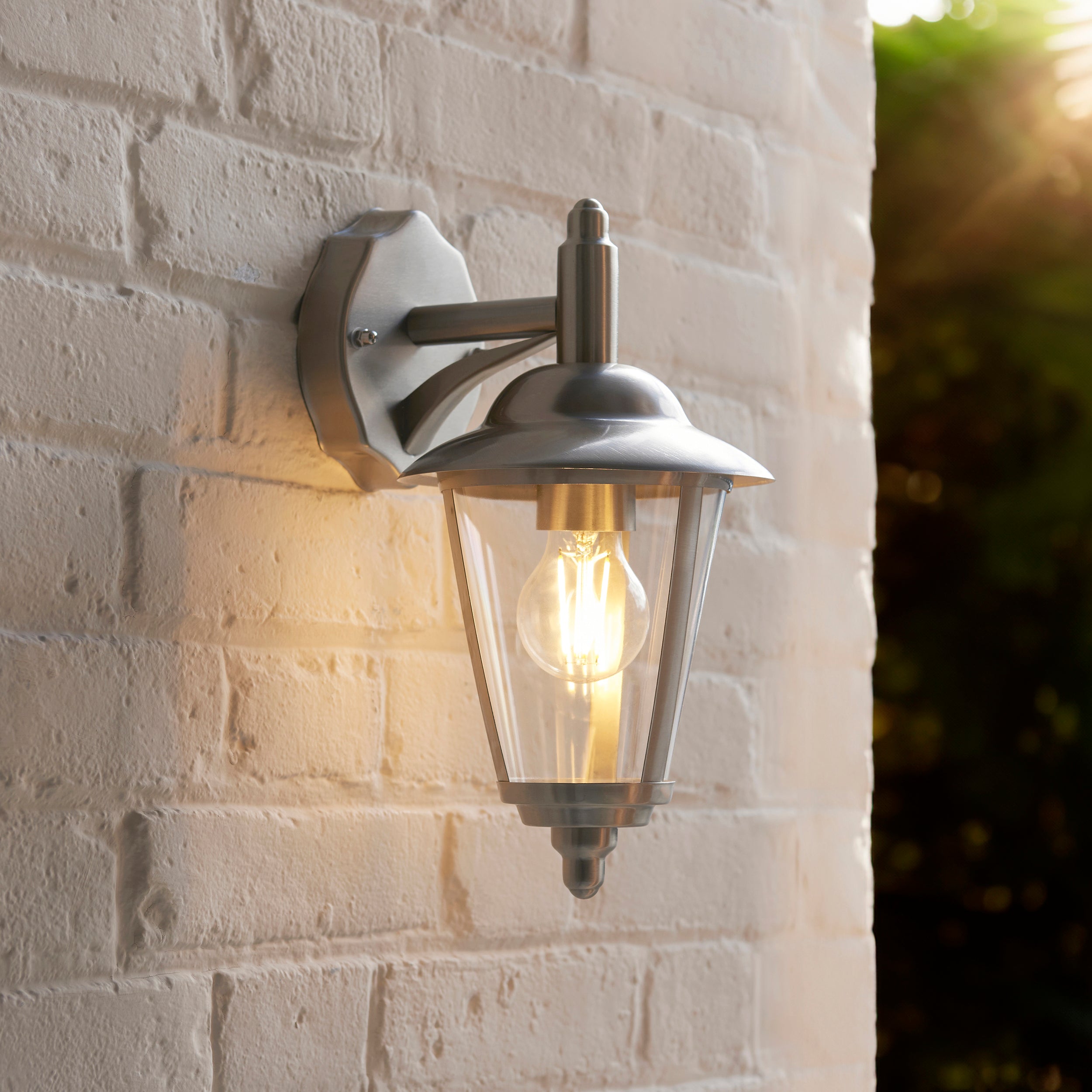 Endon Klien Single Light Down Wall Light - Polished Stainless Steel & Clear Pc