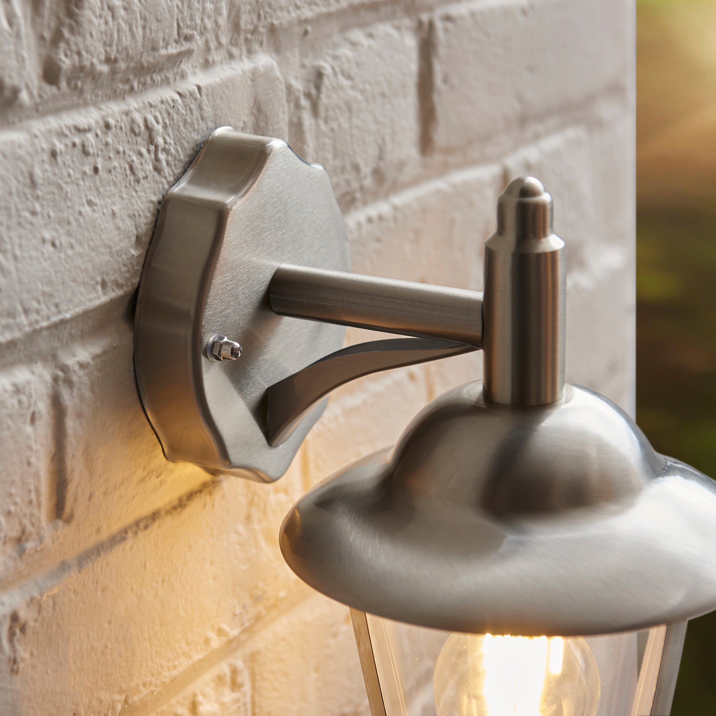 Endon Klien Single Light Down Wall Light - Polished Stainless Steel & Clear Pc