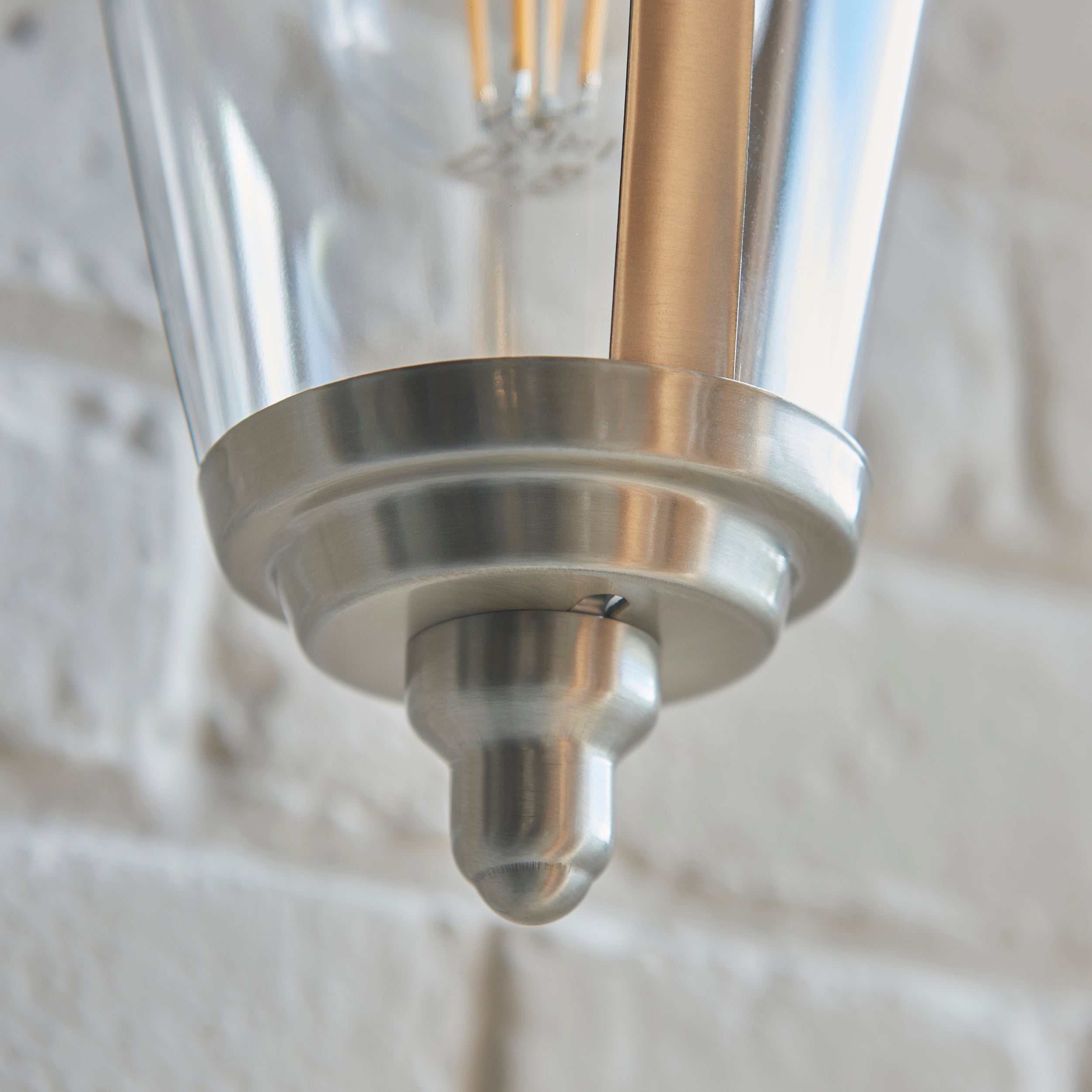 Endon Klien Single Light Down Wall Light - Polished Stainless Steel & Clear Pc