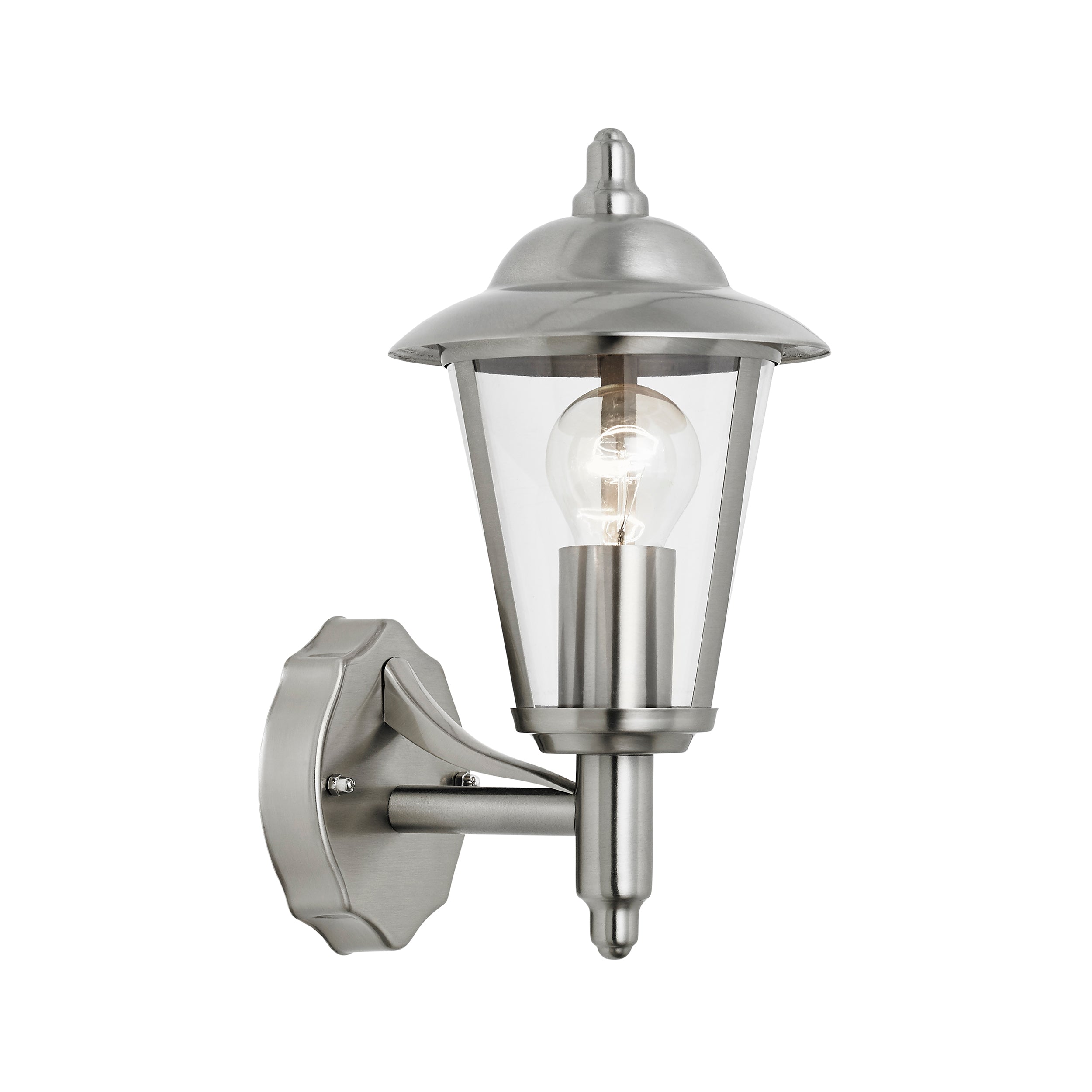 Endon Klien Single Light Up Wall Light - Polished Stainless Steel & Clear Pc