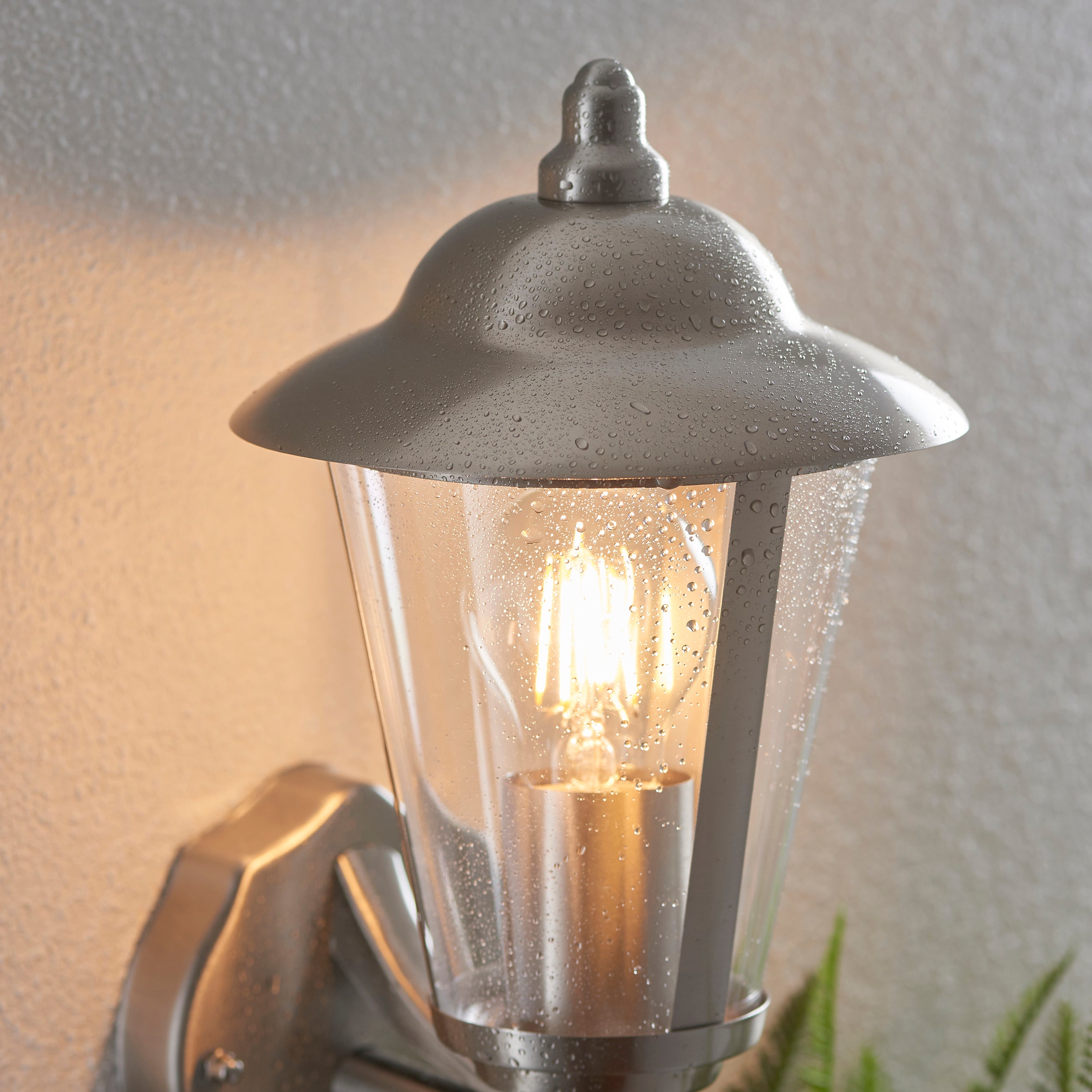 Endon Klien Single Light Up Wall Light - Polished Stainless Steel & Clear Pc