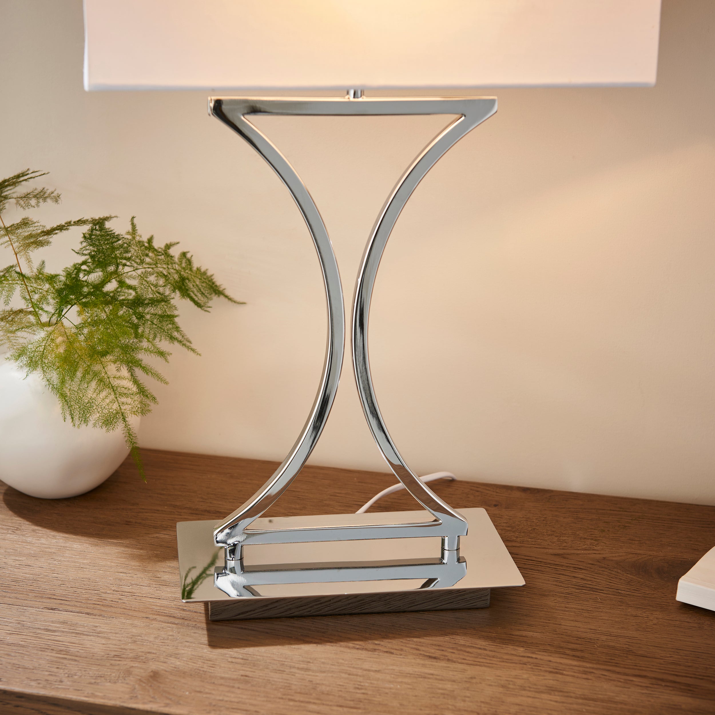 Endon Epalle Single Light Table Lamp - Chrome Plate & White Acrylic