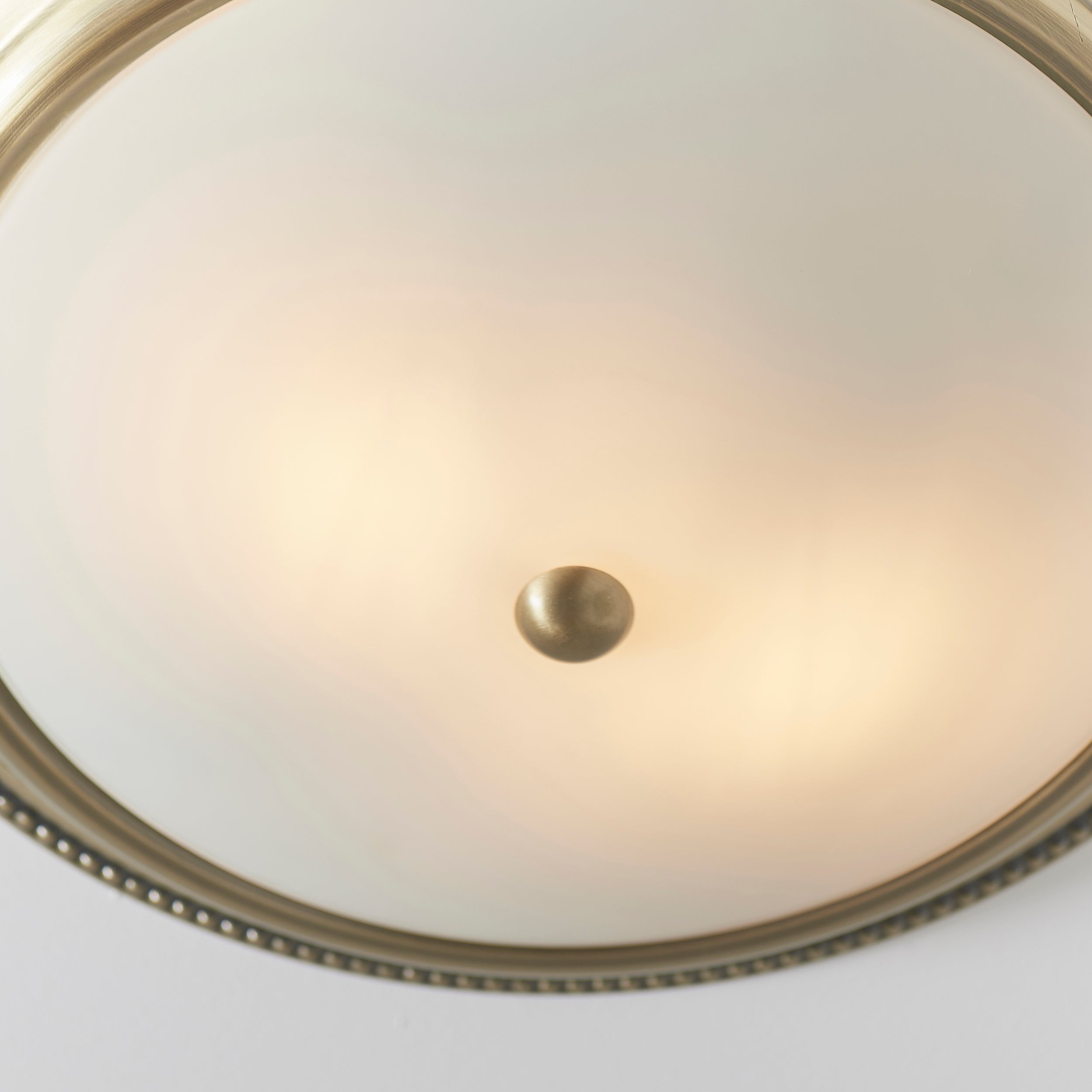 Endon Atlas 2 Light Flush Fitting - Antique Brass Plate & Frosted Glass
