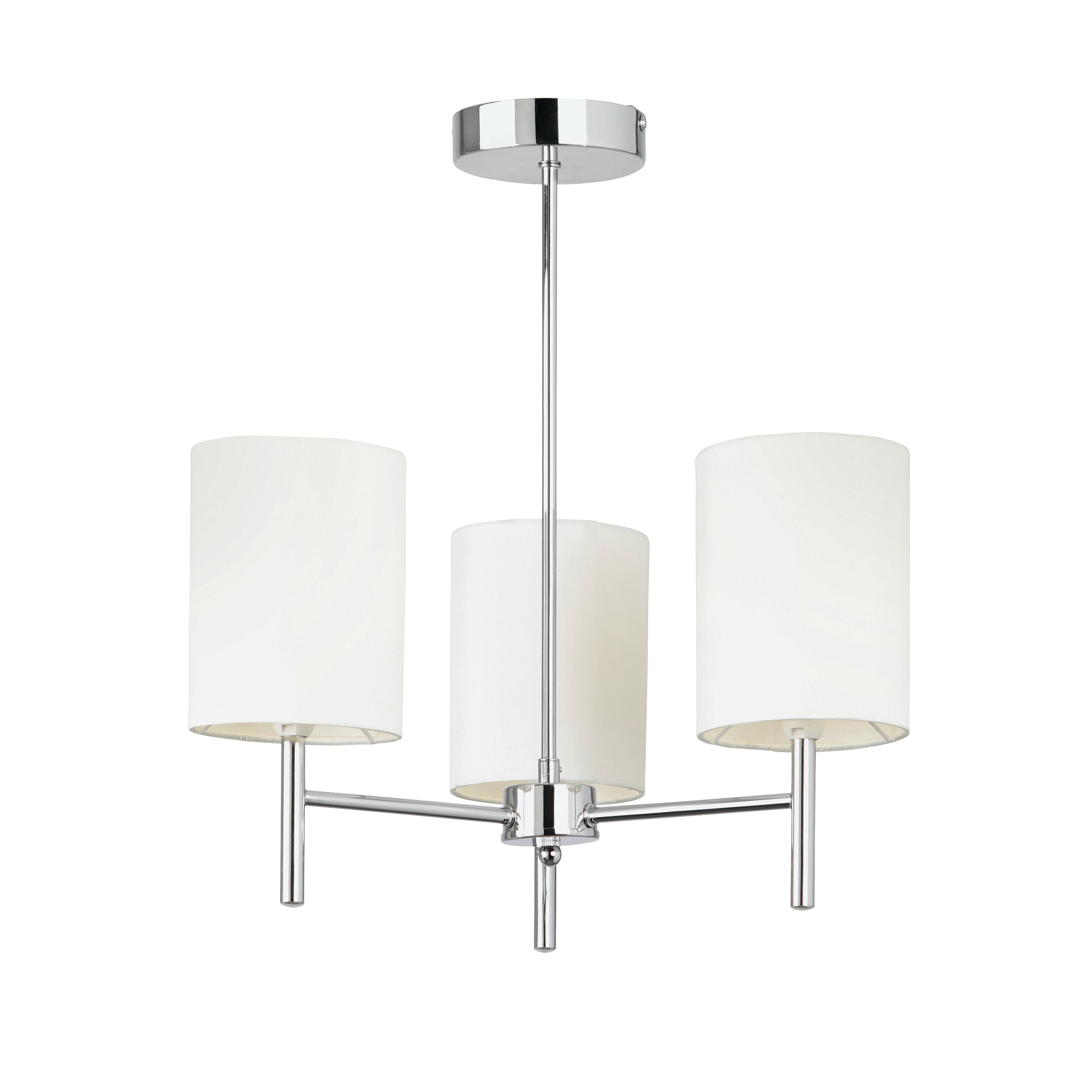 Endon Brio 3 Light Semi Flush Fitting - Chrome Plate & Vintage White Fabric