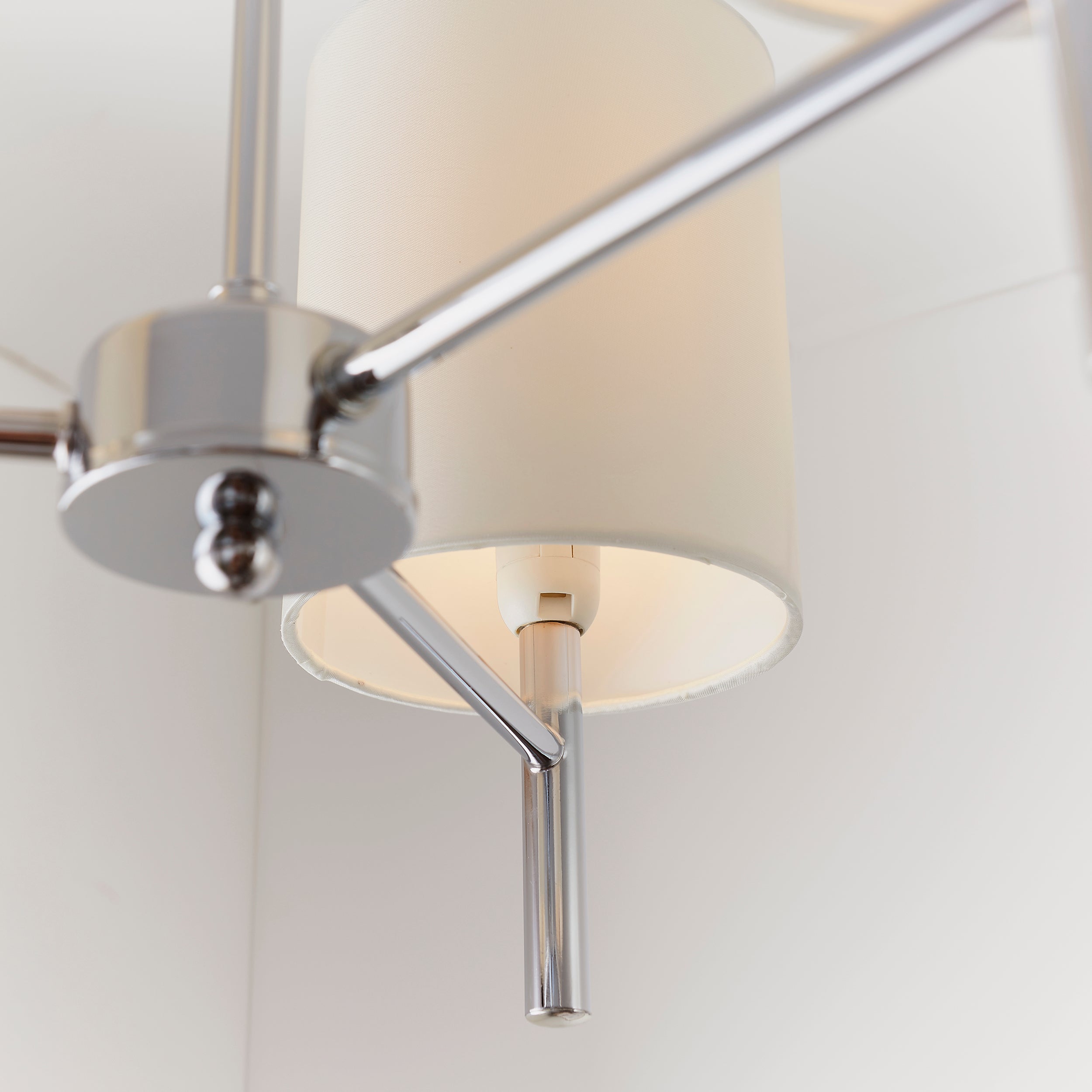 Endon Brio 3 Light Semi Flush Fitting - Chrome Plate & Vintage White Fabric