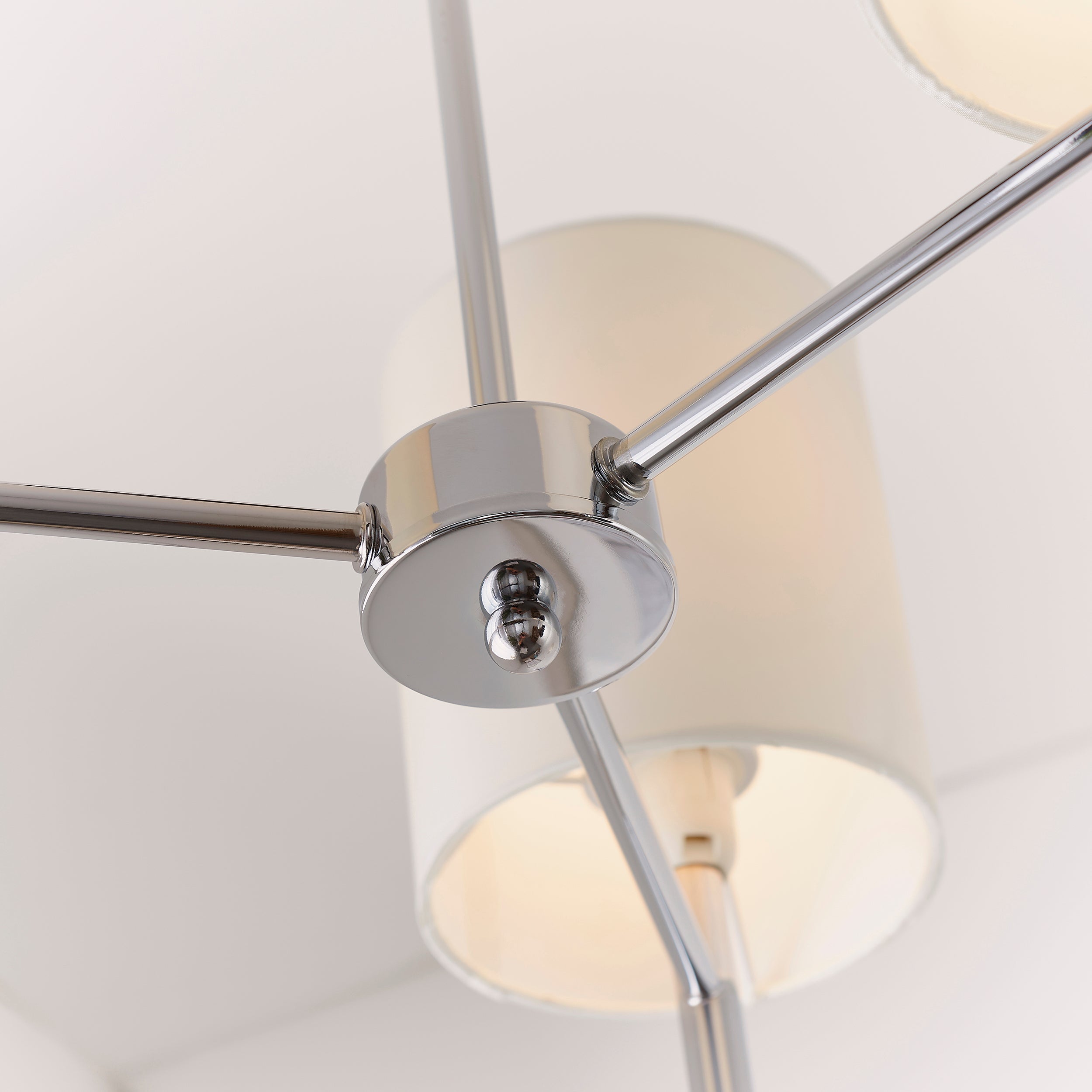 Endon Brio 3 Light Semi Flush Fitting - Chrome Plate & Vintage White Fabric