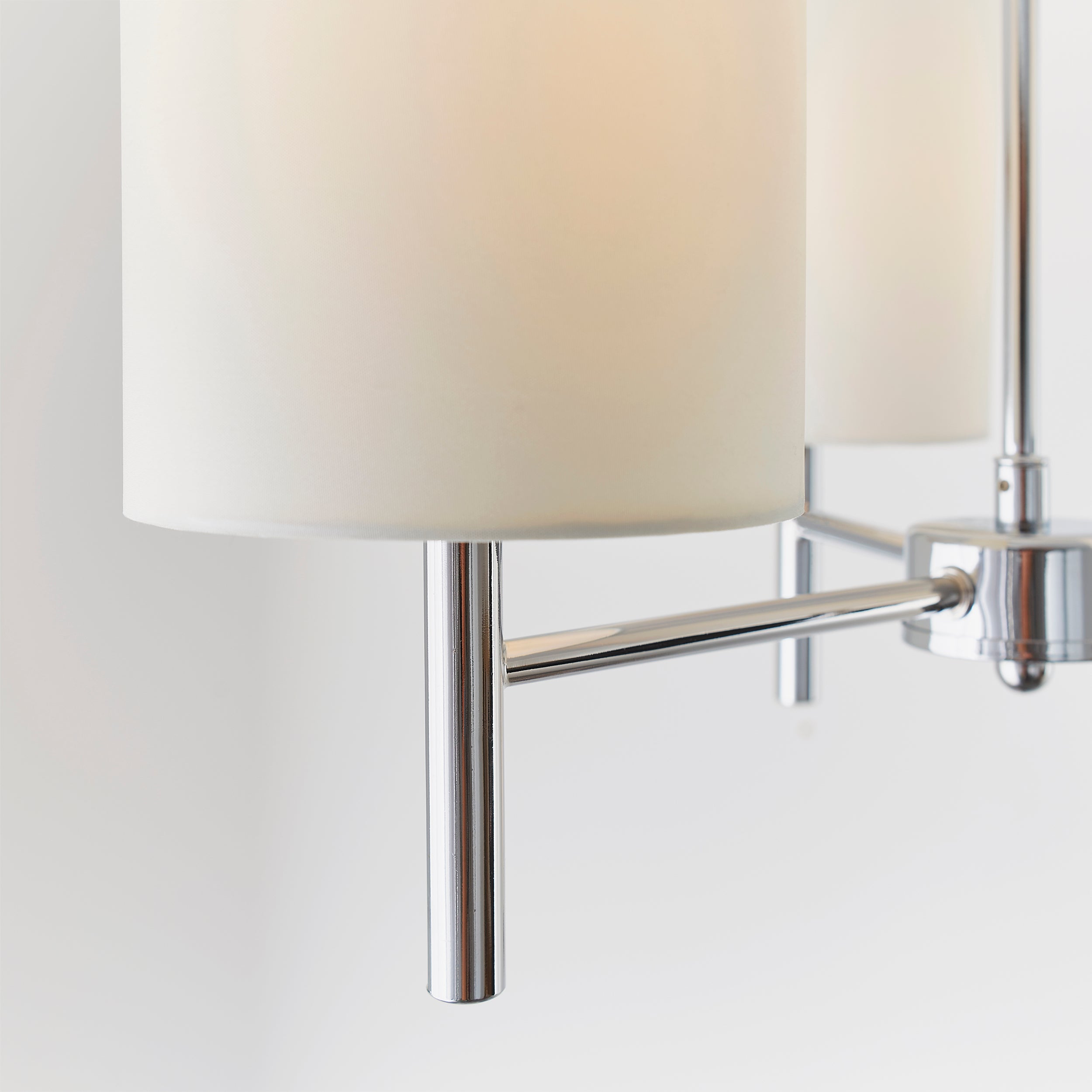 Endon Brio 3 Light Semi Flush Fitting - Chrome Plate & Vintage White Fabric