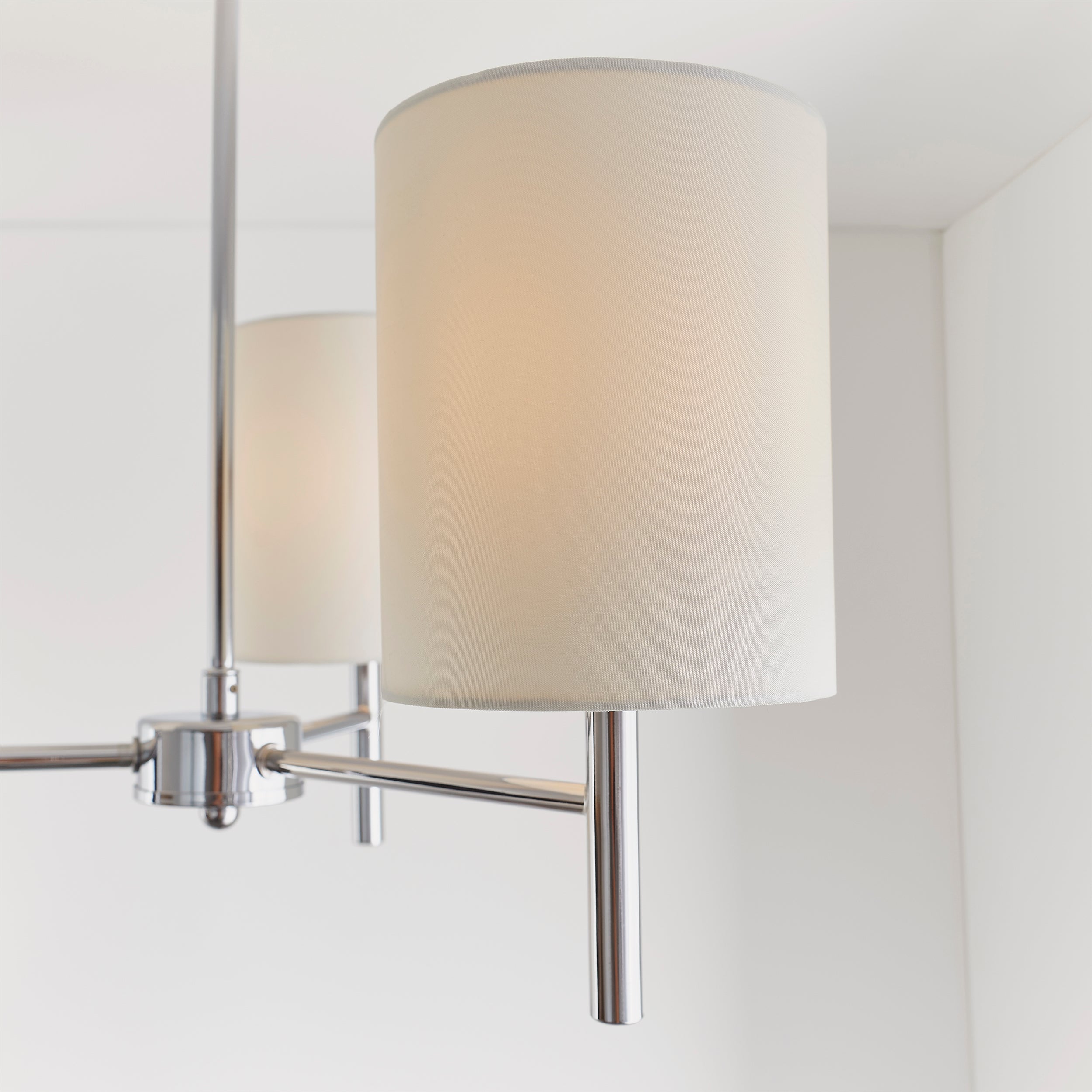 Endon Brio 3 Light Semi Flush Fitting - Chrome Plate & Vintage White Fabric