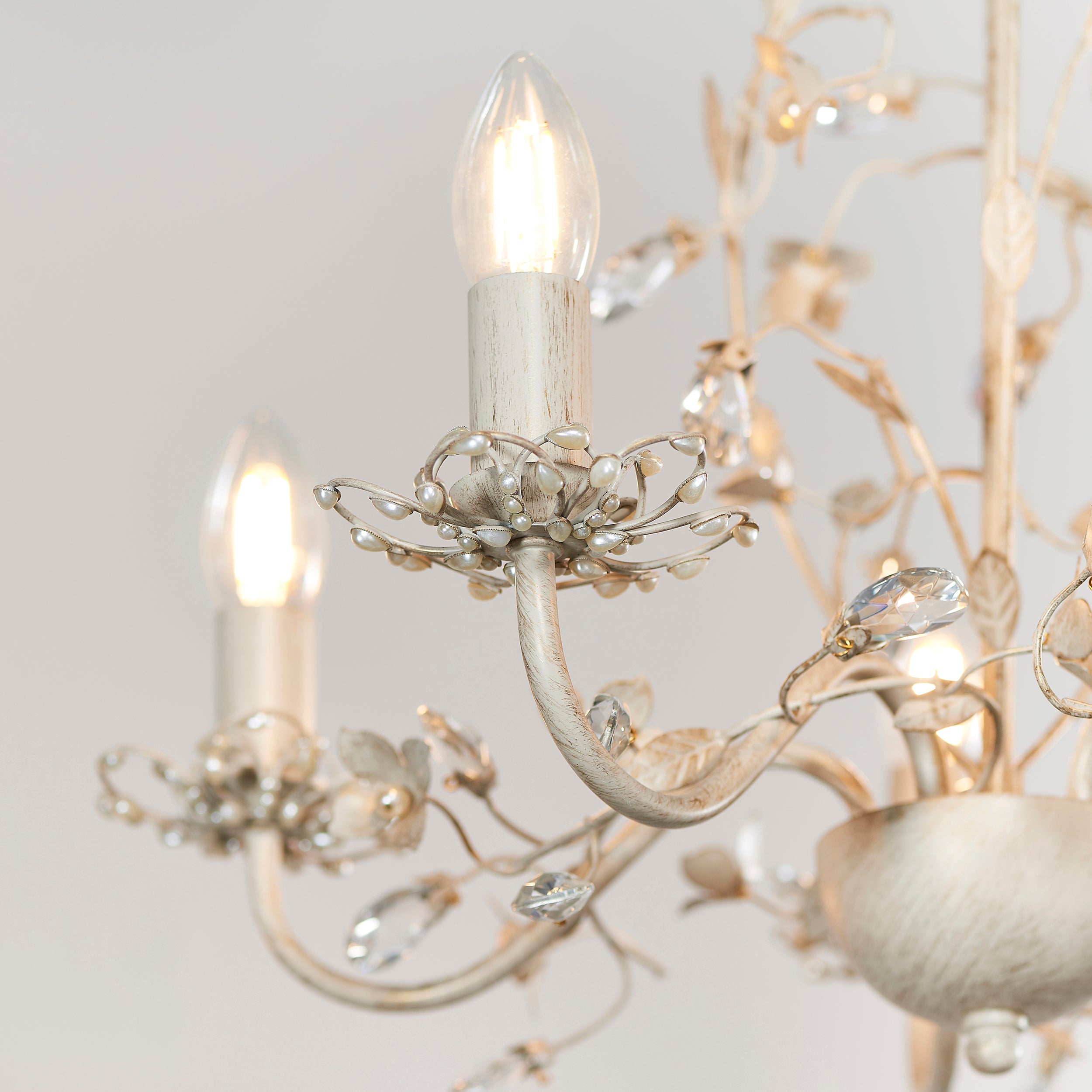 Endon Lullaby 5 Light Pendant - Cream/Br Gold Paint & Clear/Pearl Acrylic