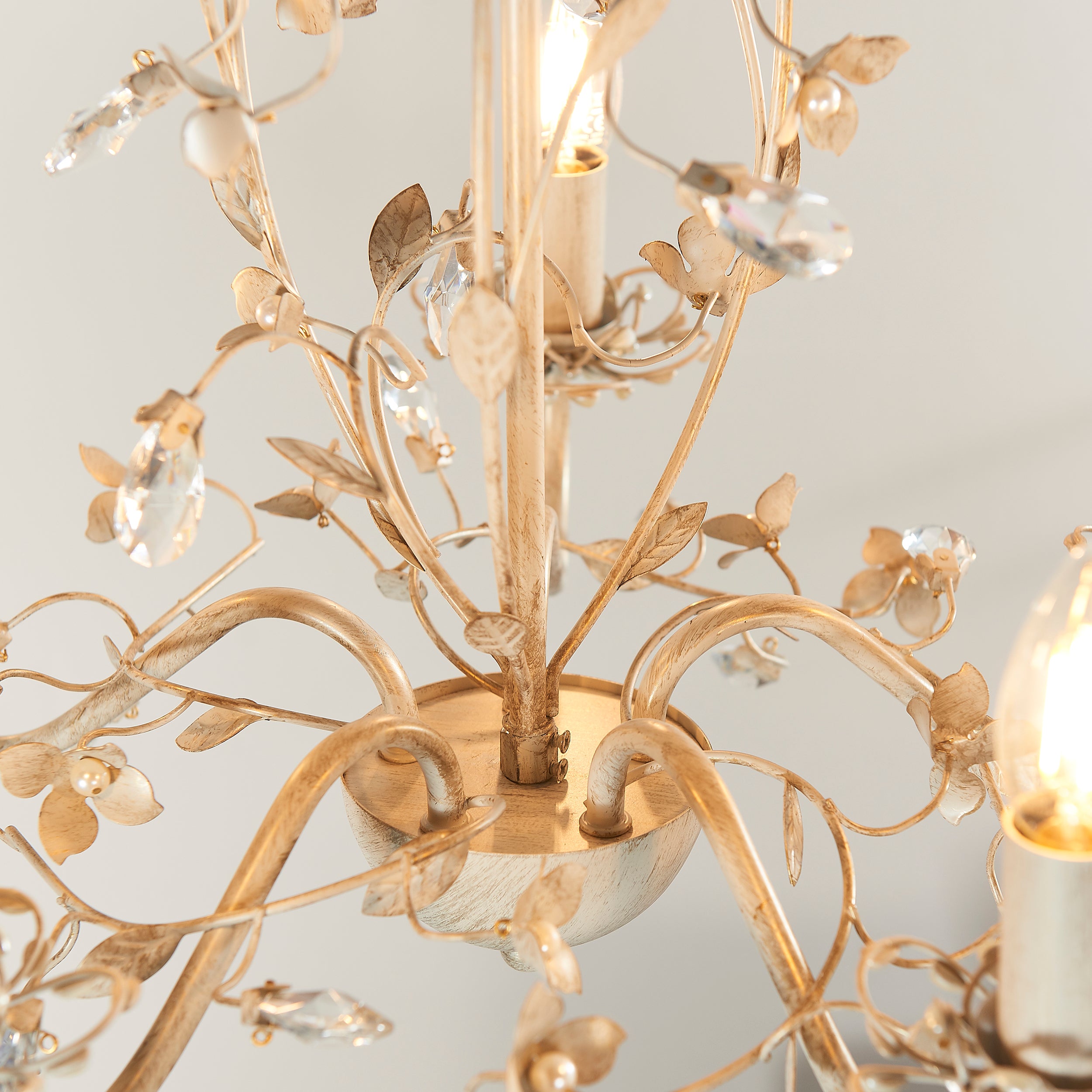 Endon Lullaby 5 Light Pendant - Cream/Br Gold Paint & Clear/Pearl Acrylic