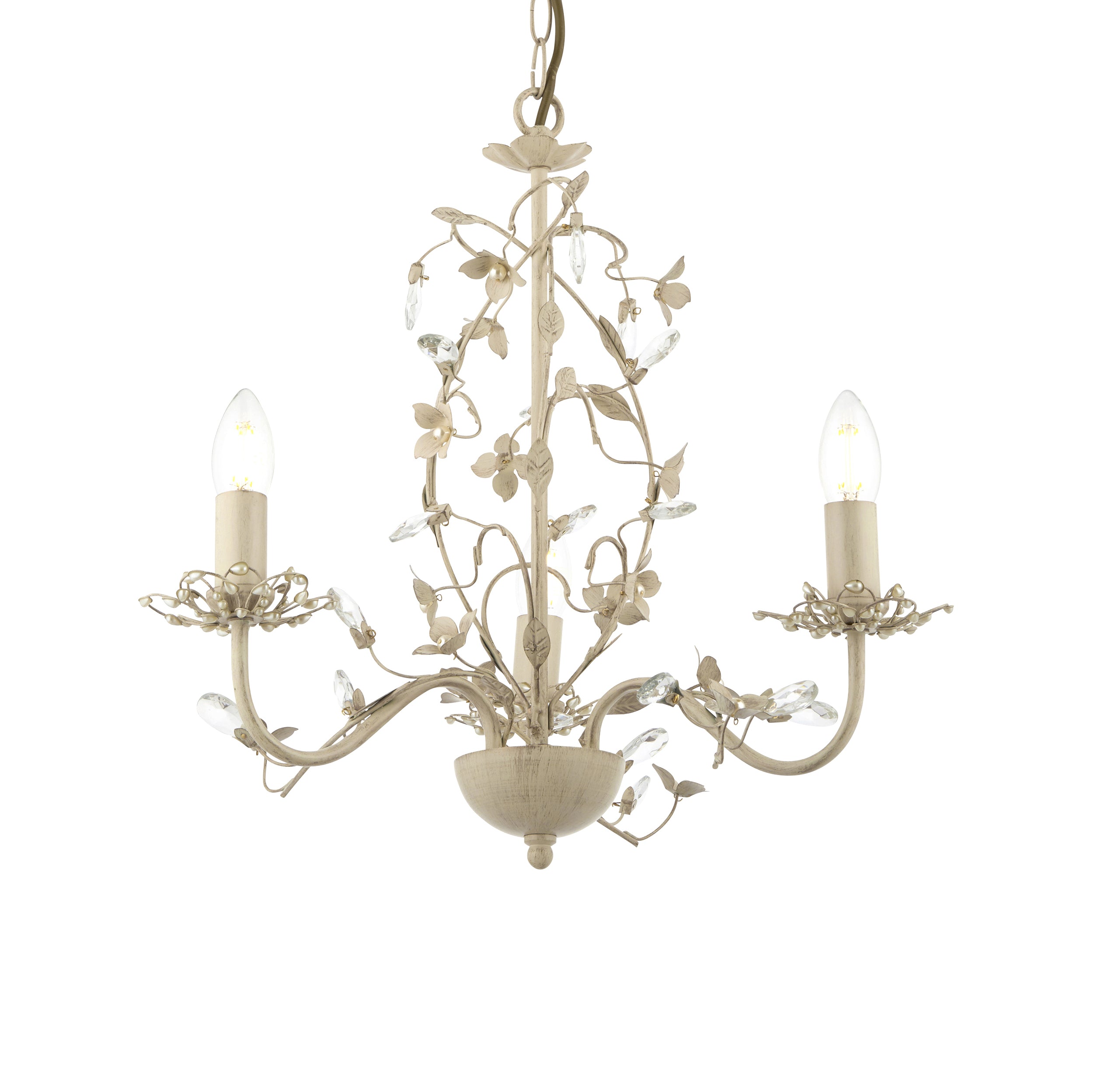 Endon Lullaby 3 Light Pendant - Cream/Br Gold Paint & Clear/Pearl Acrylic