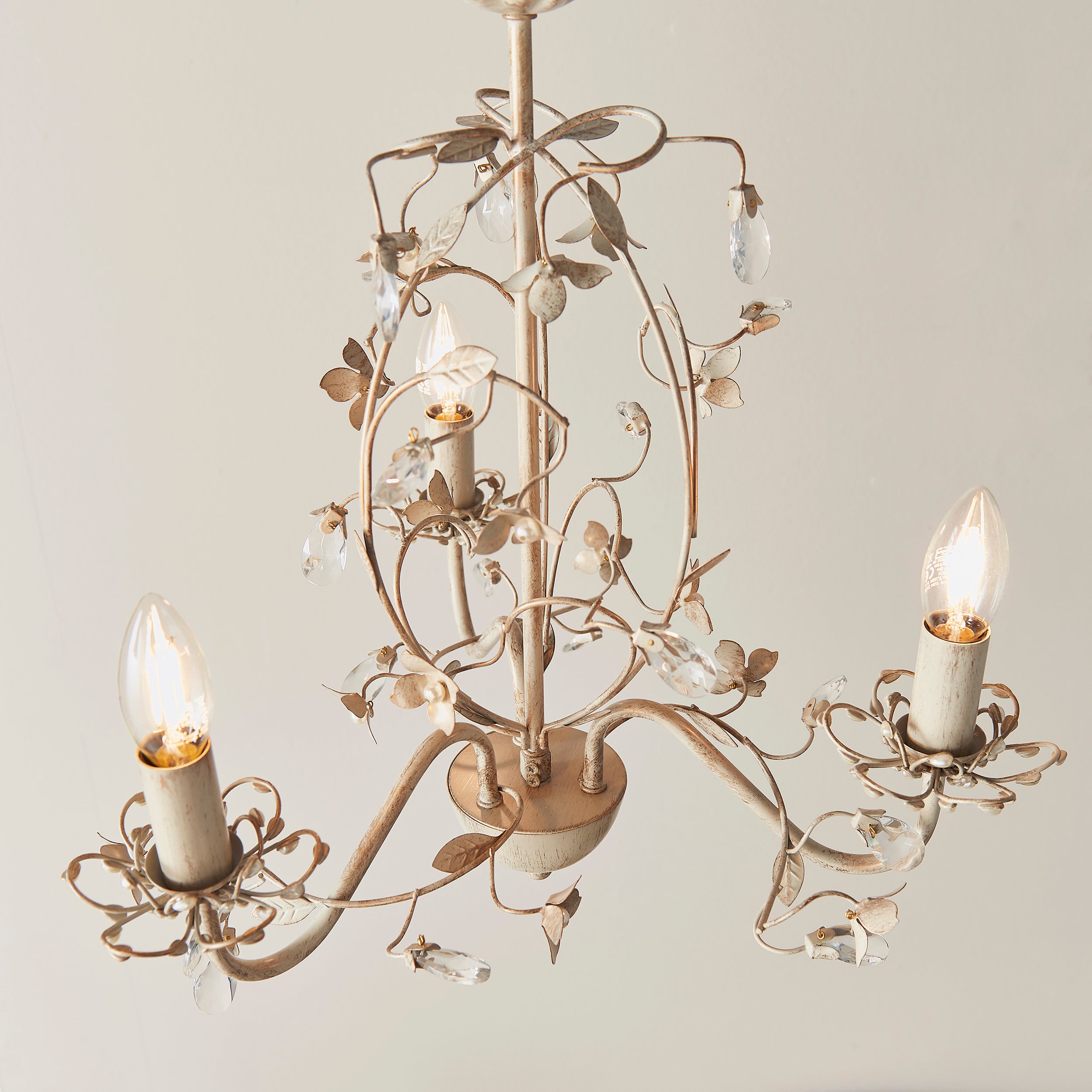 Endon Lullaby 3 Light Pendant - Cream/Br Gold Paint & Clear/Pearl Acrylic