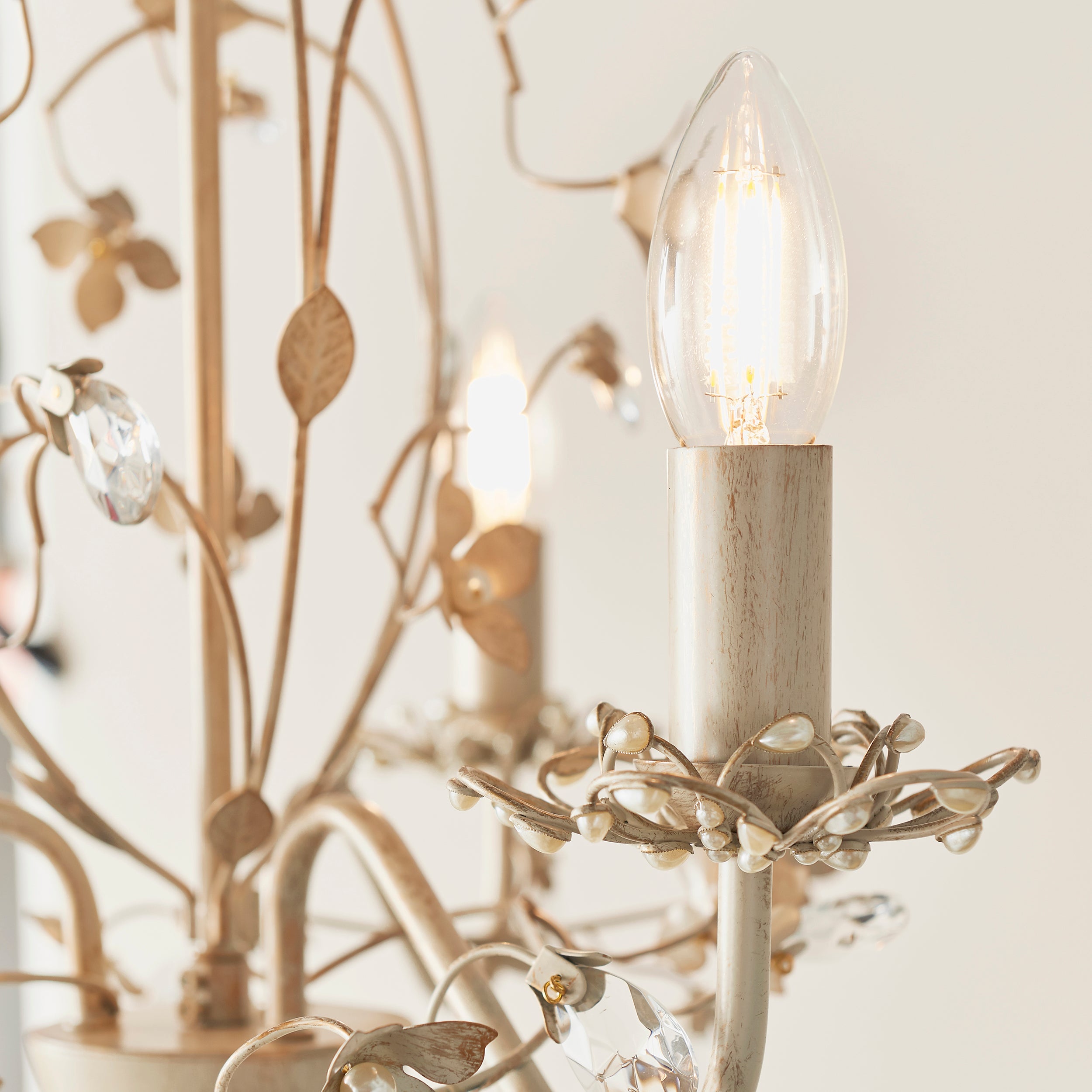 Endon Lullaby 3 Light Pendant - Cream/Br Gold Paint & Clear/Pearl Acrylic