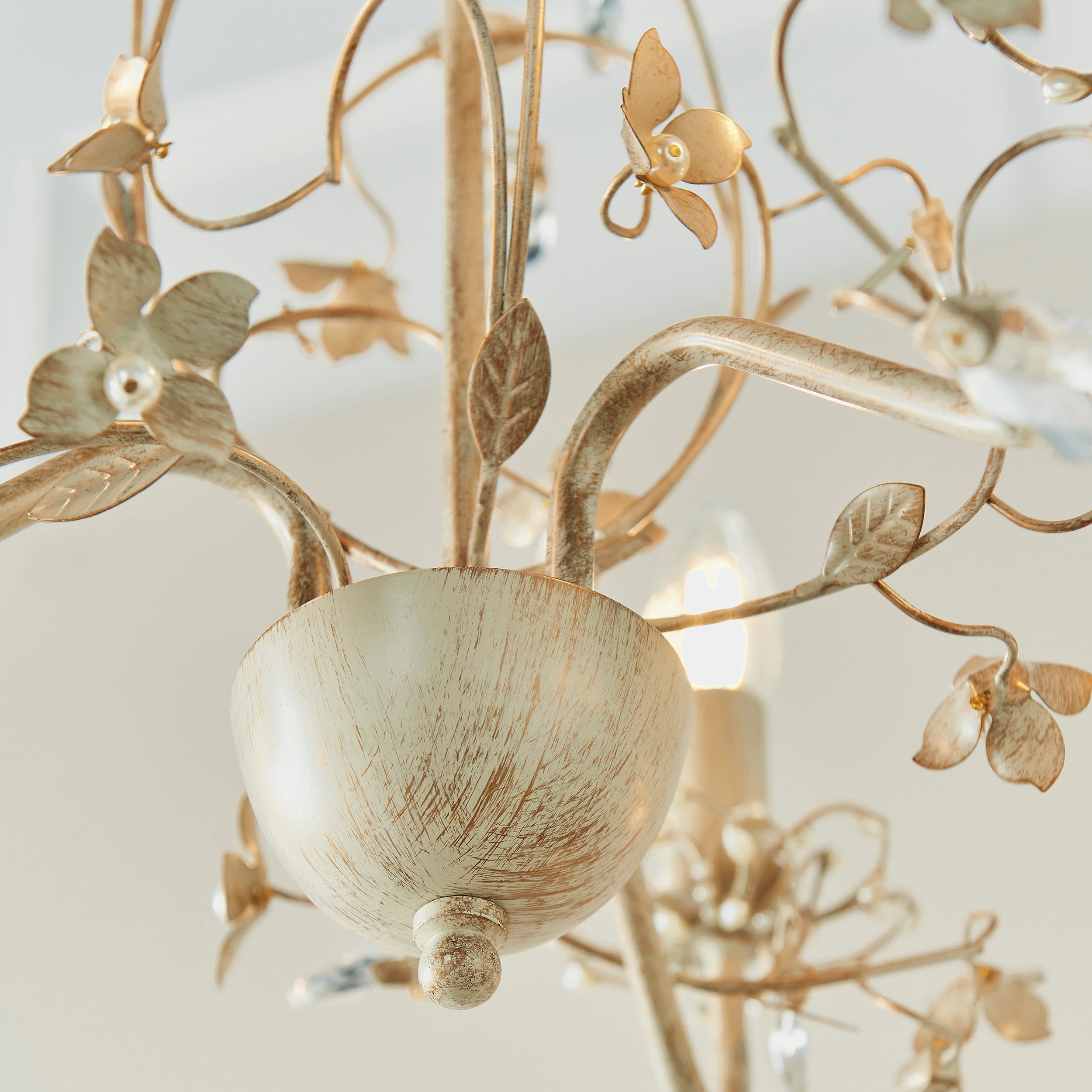 Endon Lullaby 3 Light Pendant - Cream/Br Gold Paint & Clear/Pearl Acrylic