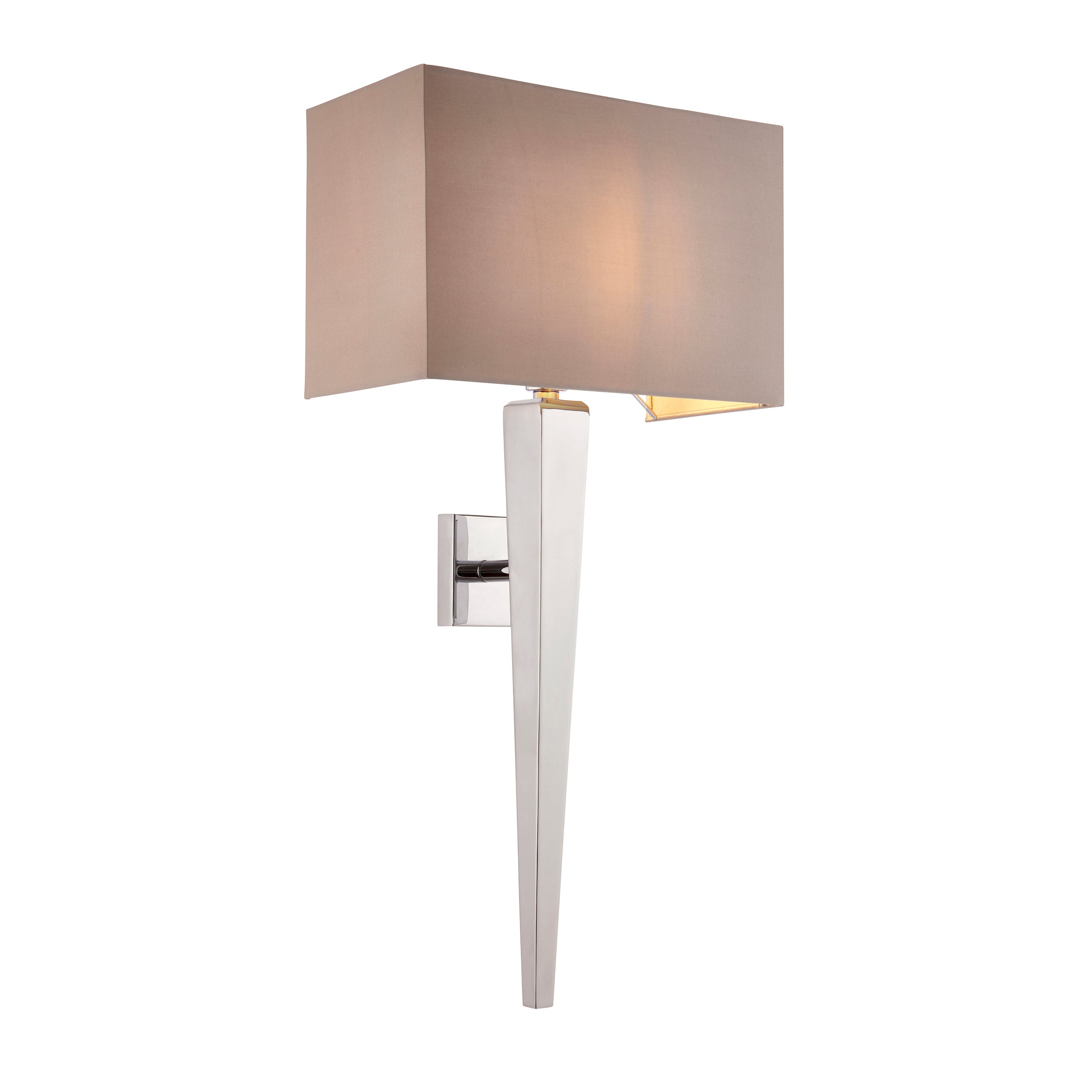 Endon Moreto Single Light Wall Light - Chrome Plate & Grey & Silver Fabric